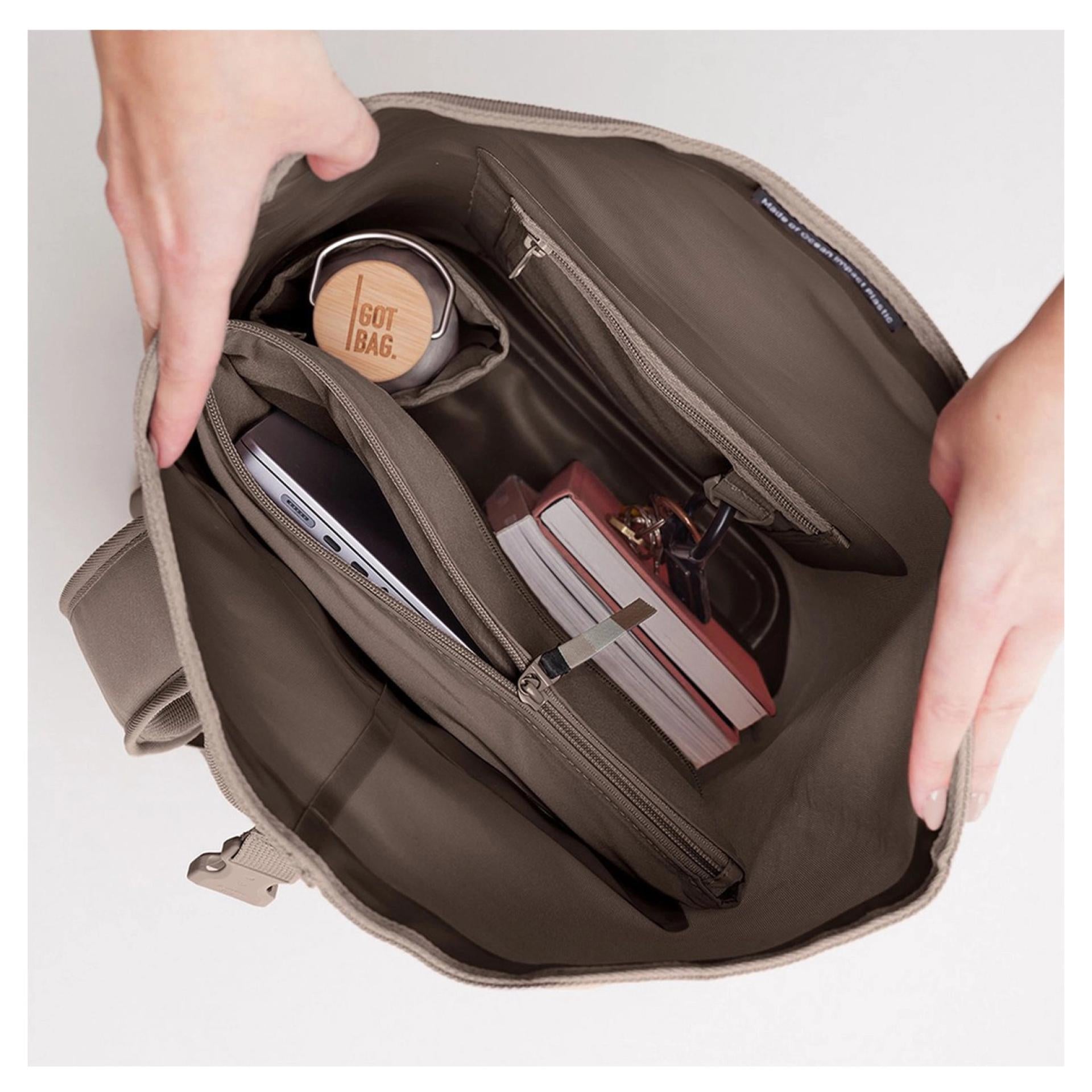 Got Bag ROLLTOP 2.0 Backpack Rucksack 15" monochrome oyster braun