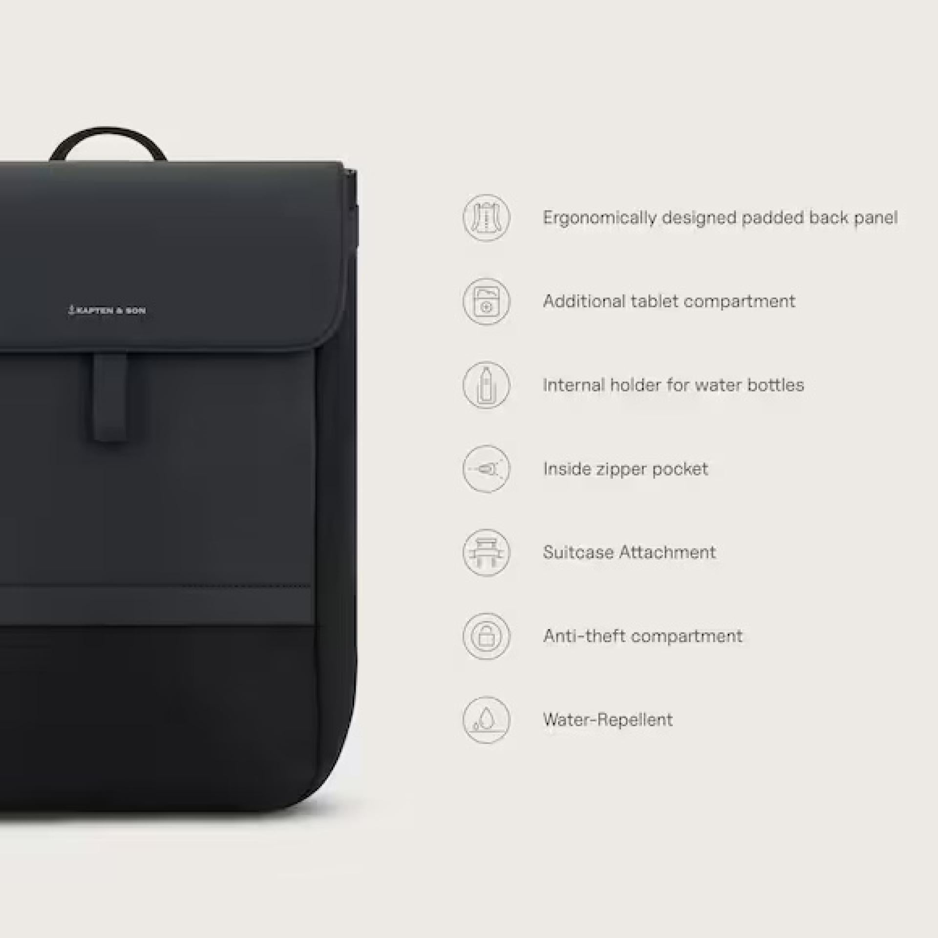 Kapten & Son Rucksack New FYN ALL BLACK