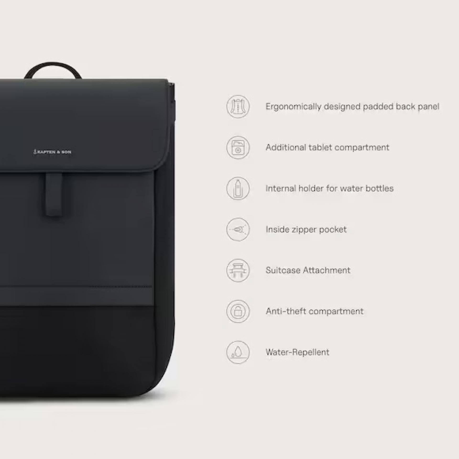 Kapten & Son Rucksack New FYN ALL BLACK