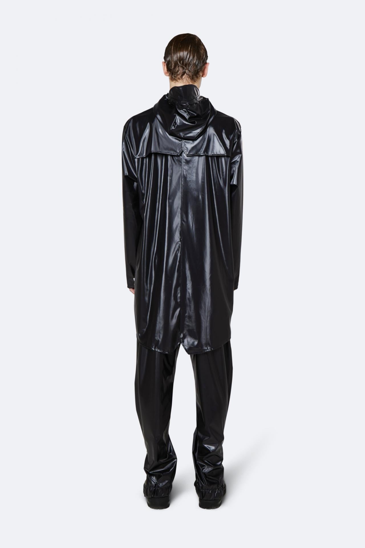 Rains Regenjacke Long Jacket 1202 Shiny Black - Größe: XS/S