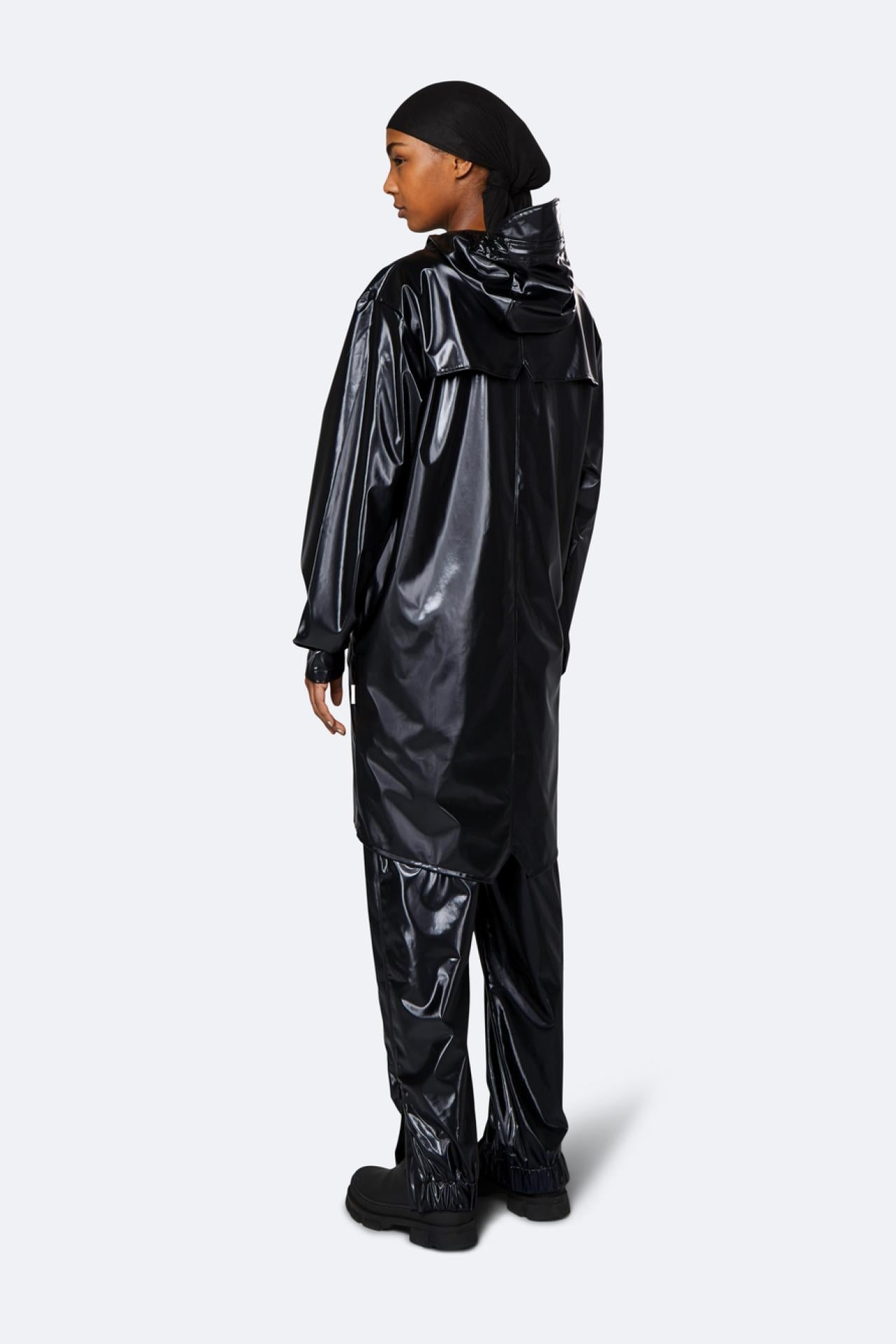 Rains Regenjacke Long Jacket 1202 Shiny Black - Größe: XS/S