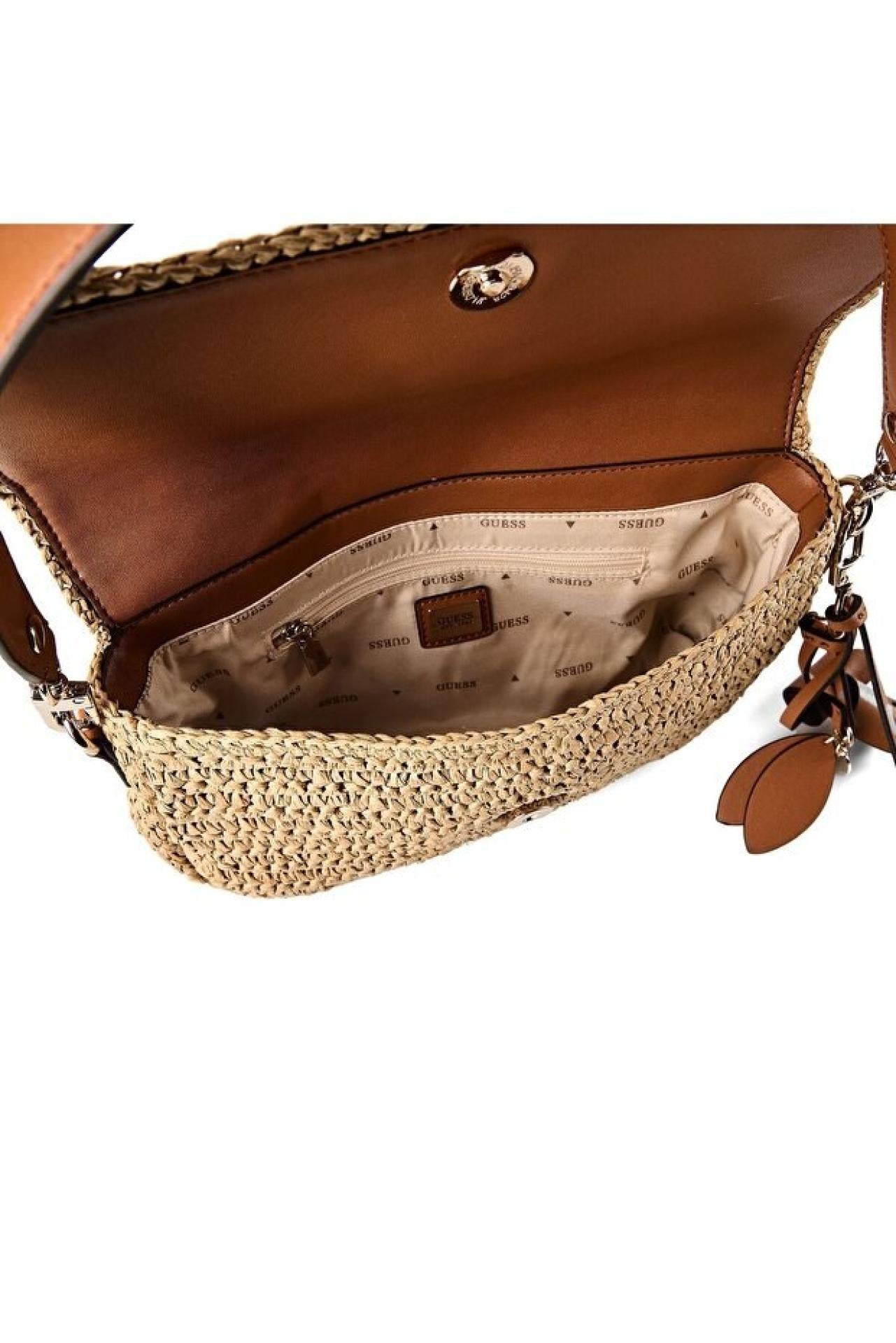 Guess OFELIA FLAP SHOULDER BAG Natural/ Cognac