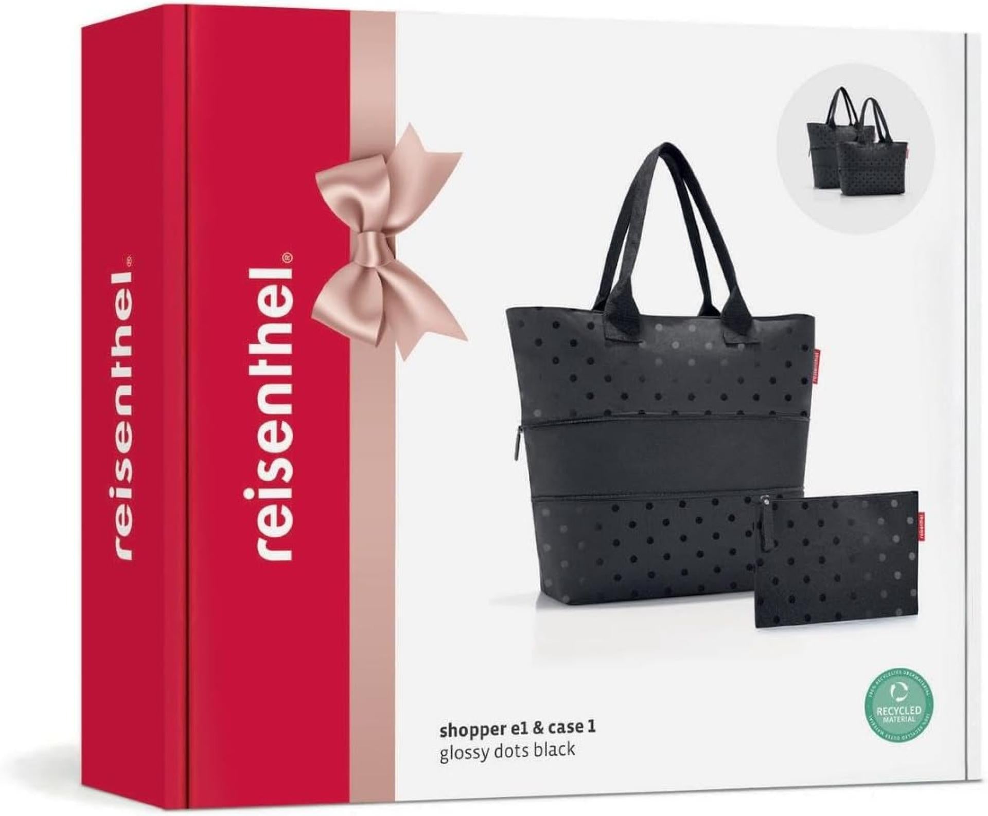Reisenthel shopper e1 set #1 glossy dots black