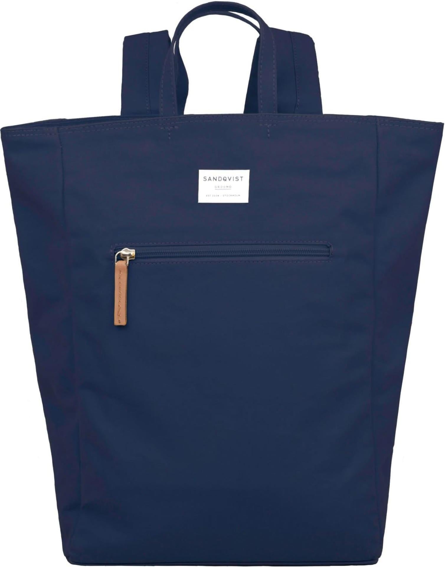 Sandqvist Rucksack Tony Navy with Cognac Brown Leather
