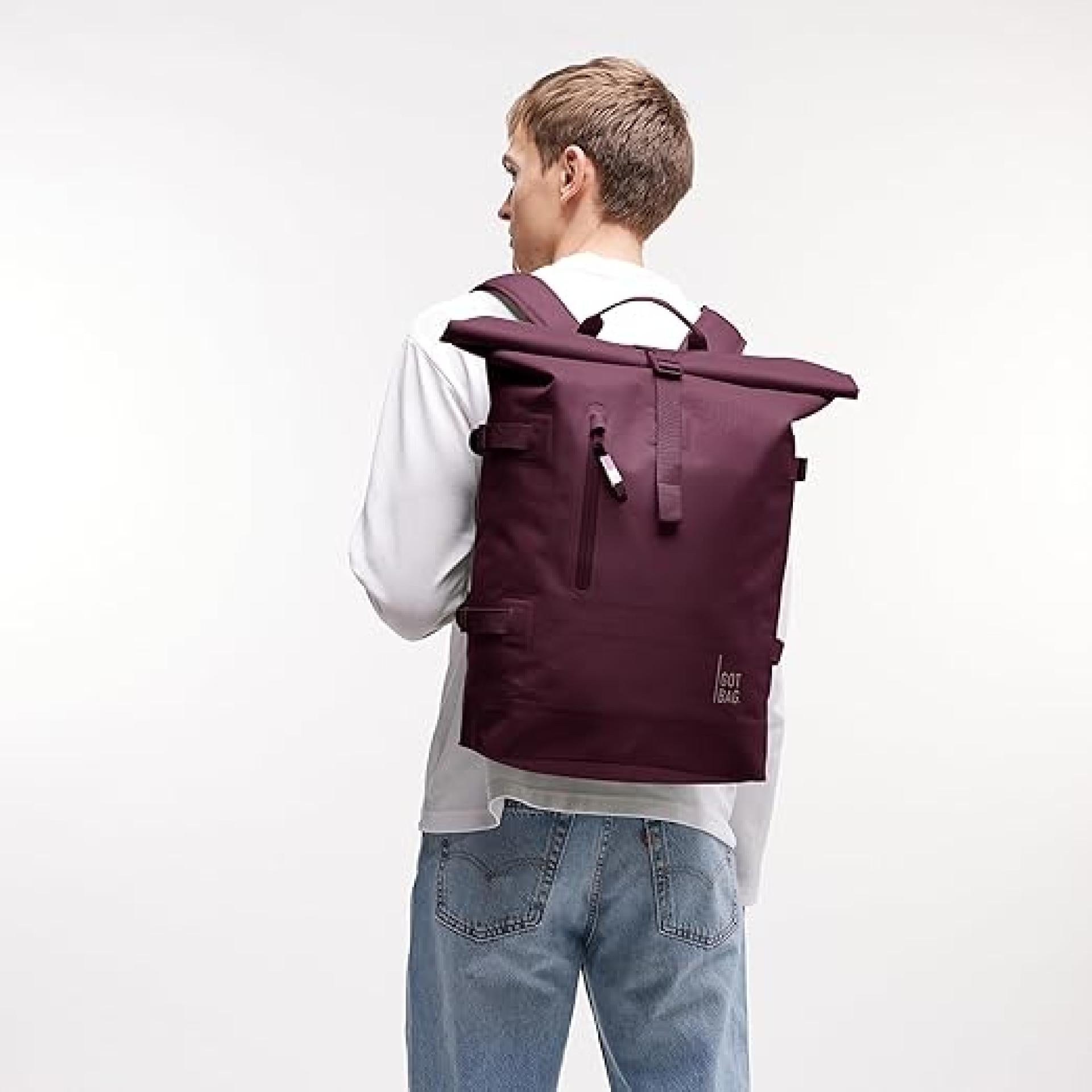 GOT BAG Rucksack Rolltop 2.0 | Laptop Rucksack wasserdicht mit Herausnehmbarer 15,6 Laptoptasche | 31 Liter Füllvolumen Rollrucksack kraken bordeaux