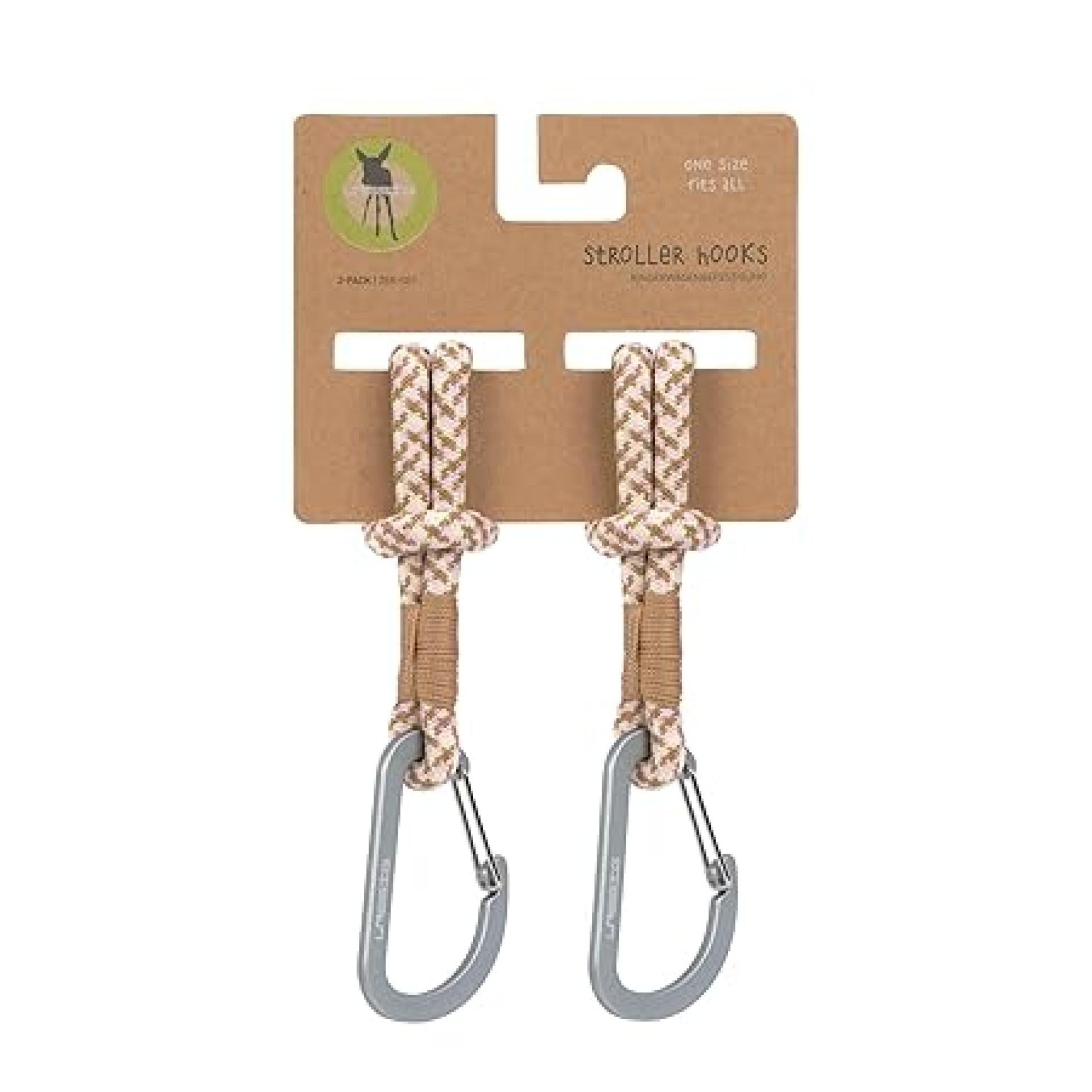 Lässig Kinderwagenbefestigung (2 Stk.) Karabinerhaken Kinderwagenhaken Einkaufshaken CAS MIX Stroller Hookscamel/vanilla/lavender