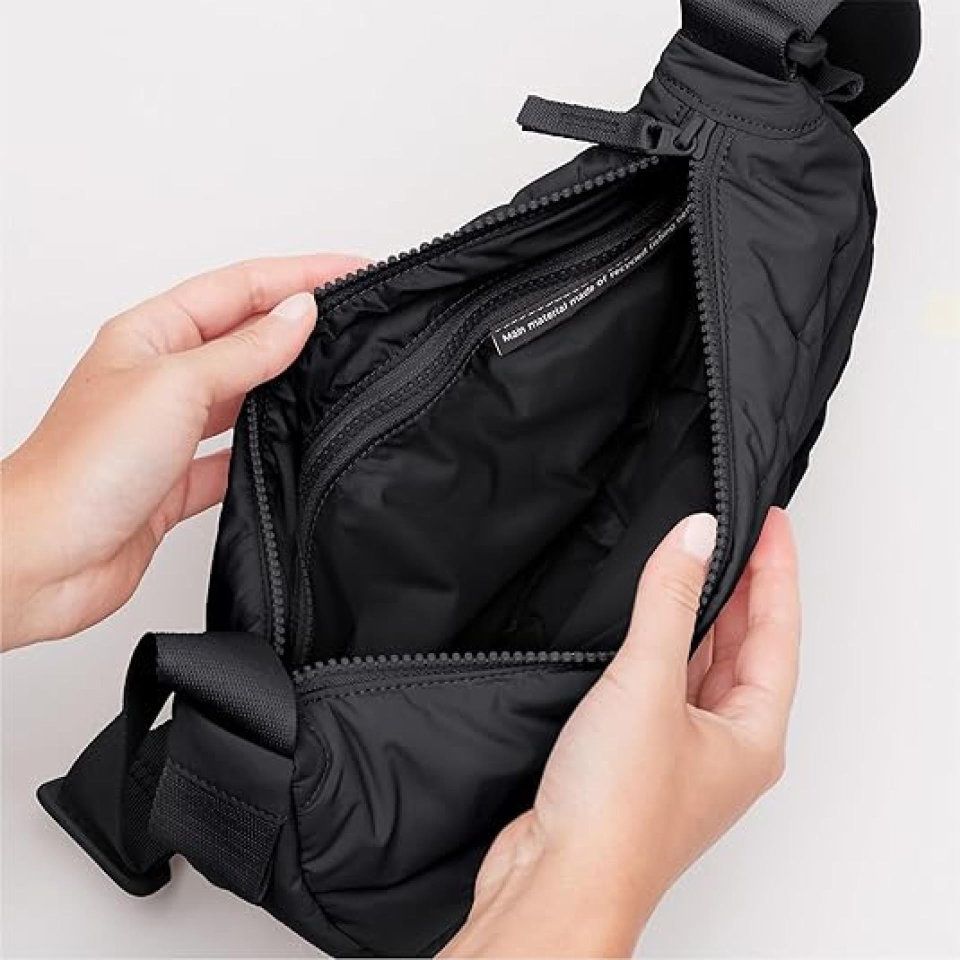 GOT BAG Moon Bag Puffer Tasche Damen Umhängetasche Nylon Gesteppt bag black 3,5 Liter Volumen