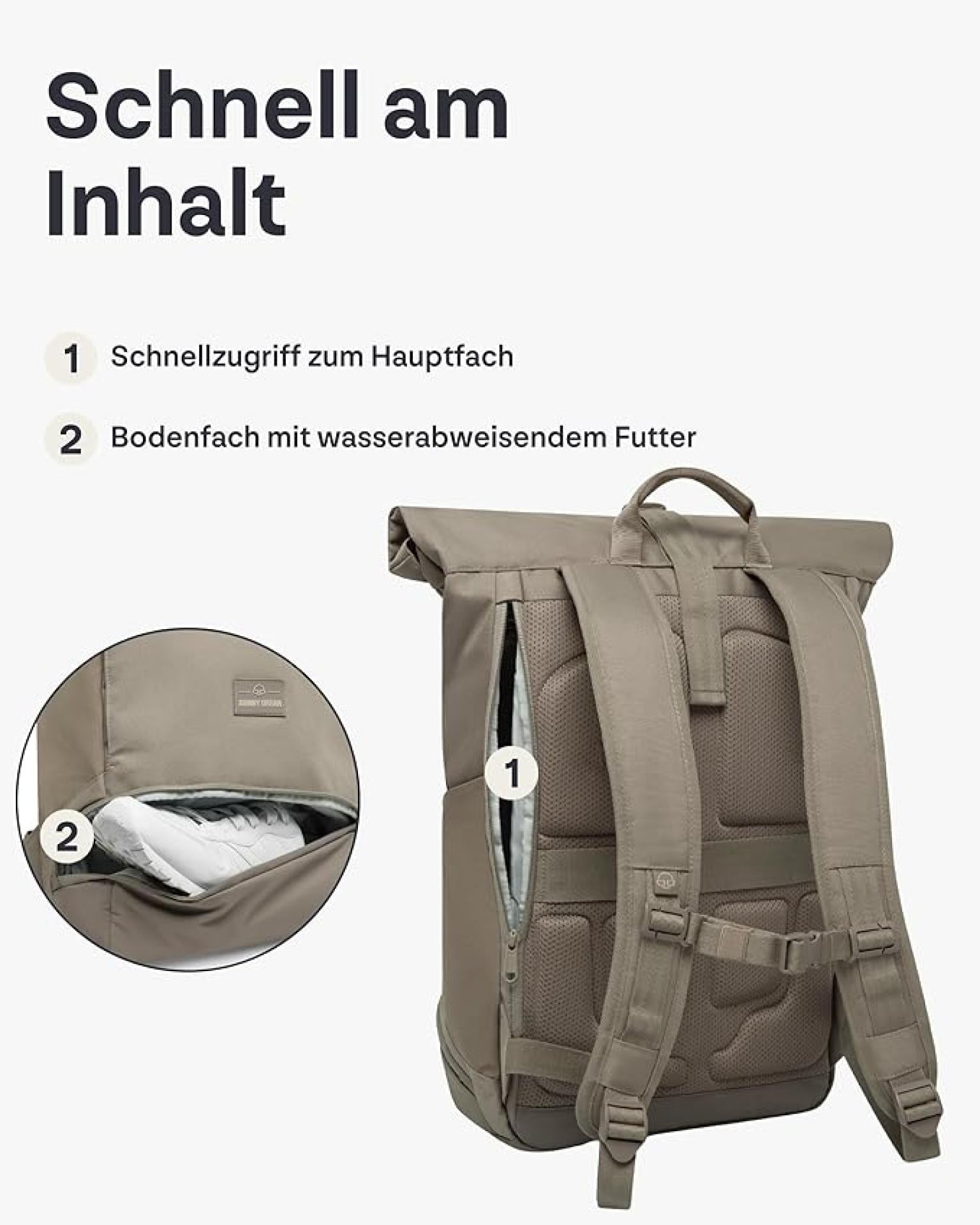 Jonny Urban Rolltop Rucksack "Allen Large" desert grey