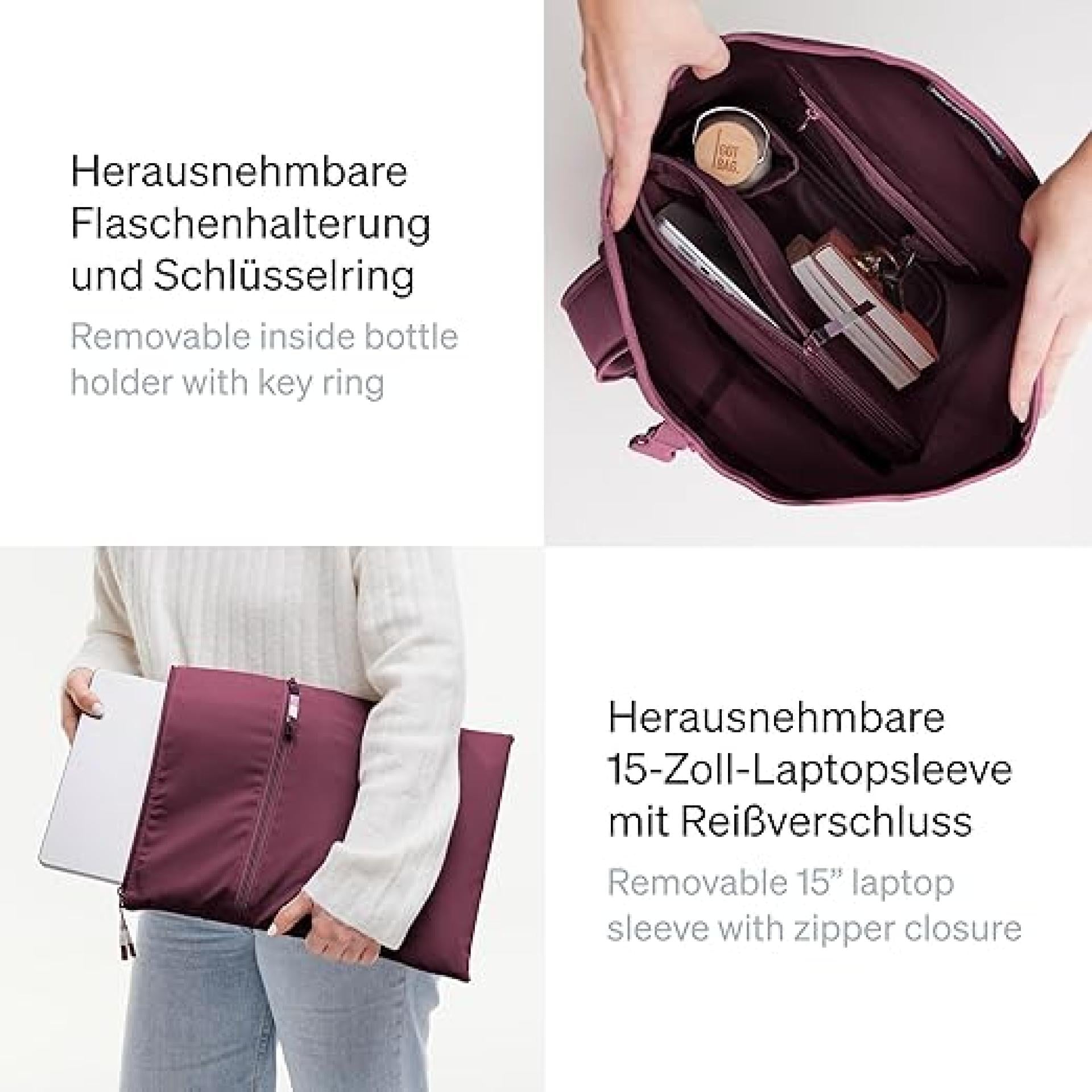 GOT BAG Rucksack Rolltop 2.0 | Laptop Rucksack wasserdicht mit Herausnehmbarer 15,6 Laptoptasche | 31 Liter Füllvolumen Rollrucksack kraken bordeaux