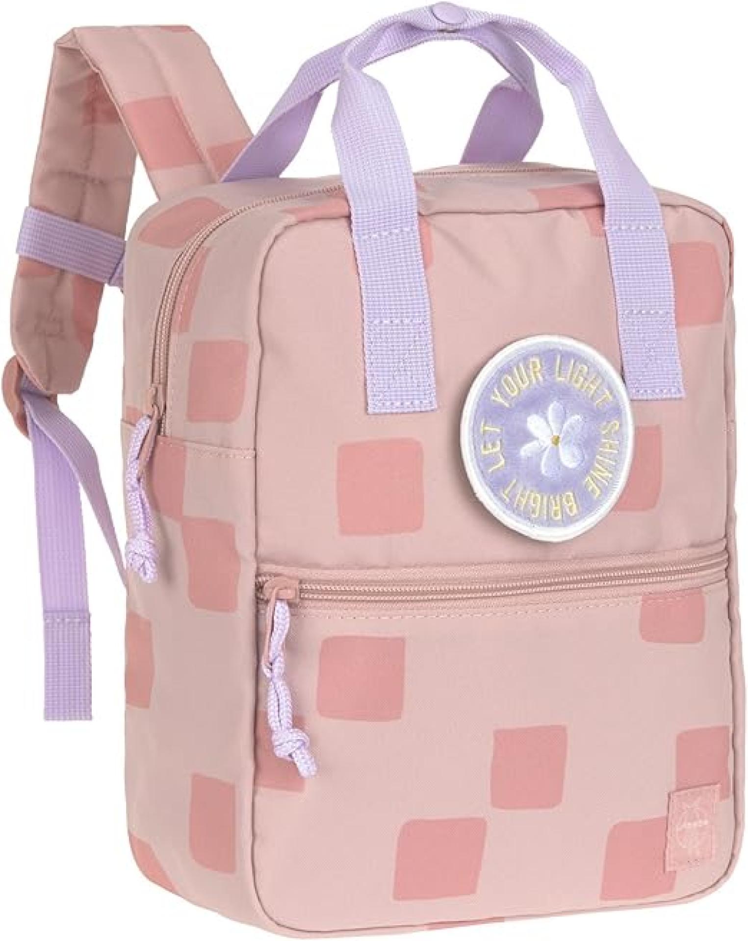 LÄSSIG Kinderrucksack mit Brustgurt Kindergartentasche Kindergartenrucksack 28 cm, 7 Liter, 3 Jahre/Mini Square Backpack Pattern Party rosa