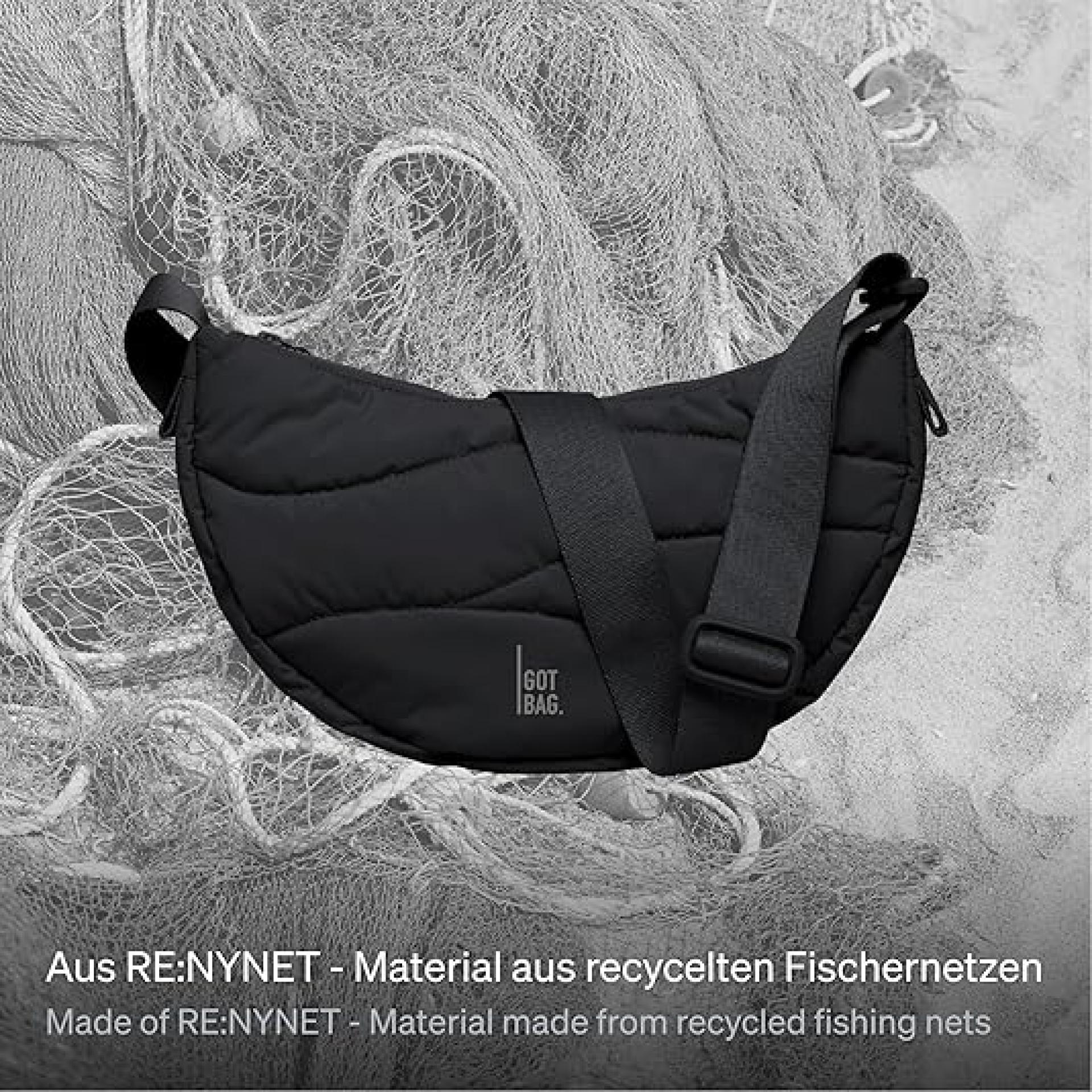 GOT BAG Moon Bag Puffer Tasche Damen Umhängetasche Nylon Gesteppt bag black 3,5 Liter Volumen