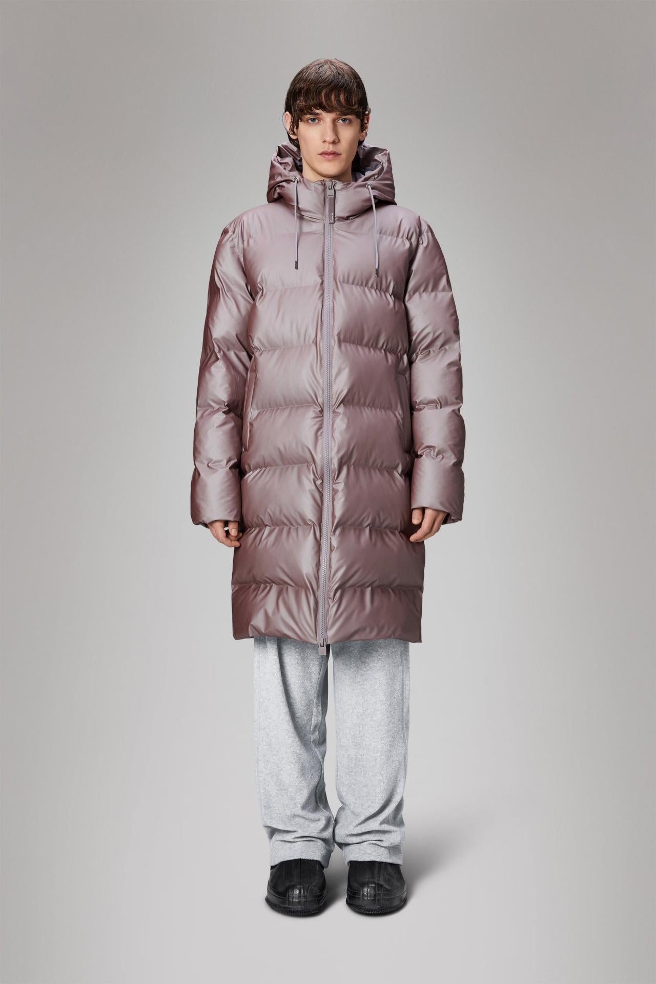 Rains Alta Long Puffer Winterjacke - Farbe: Muse - Variante: S