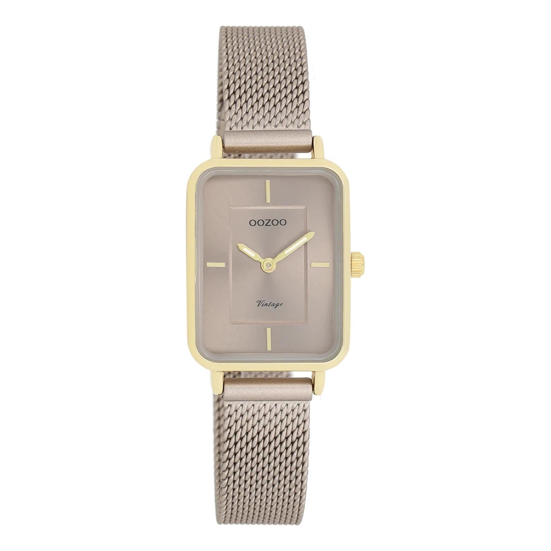 Oozoo Vintage Damenuhr Small Neu rodiniert taupe Mesh