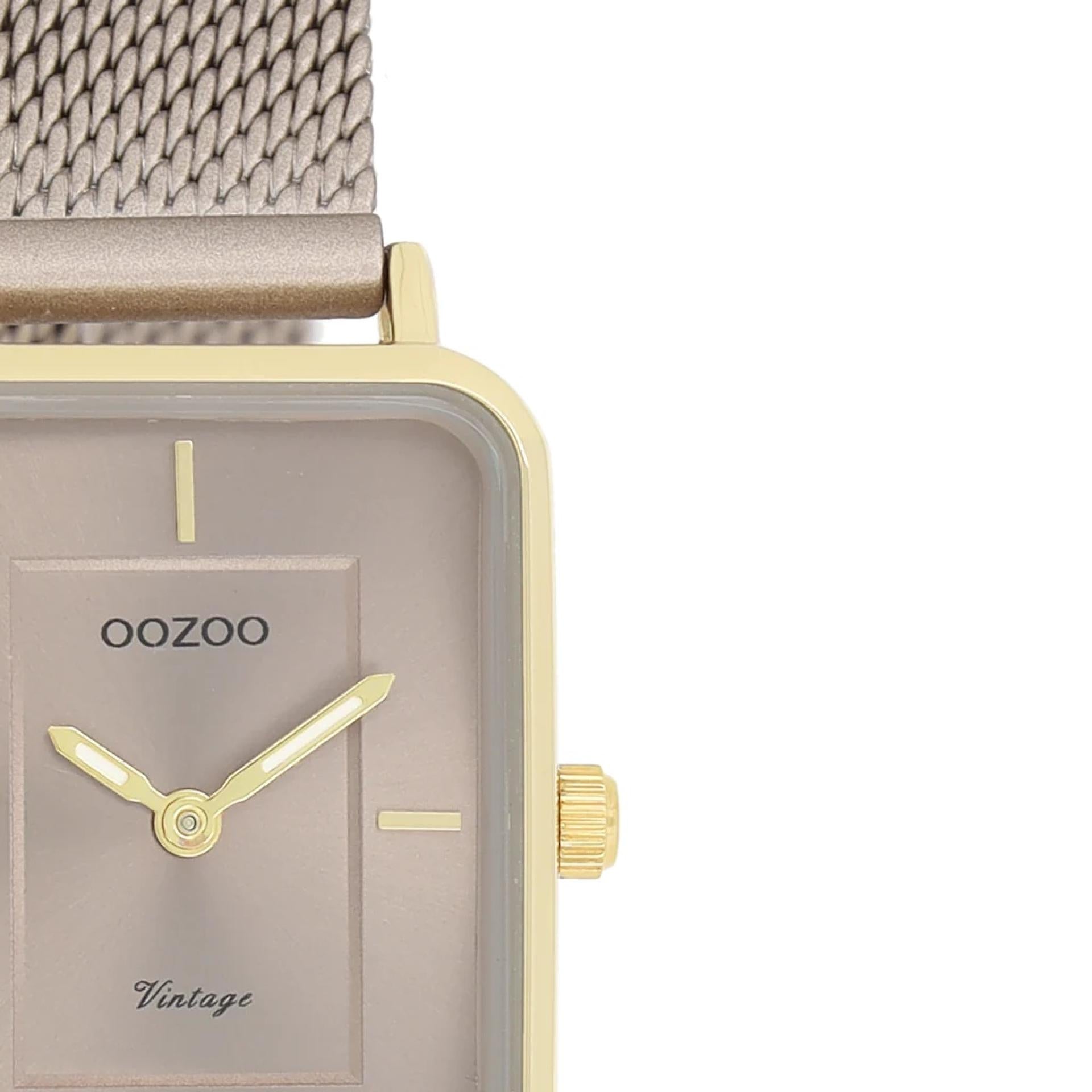 Oozoo Vintage Damenuhr Small Neu rodiniert taupe Mesh