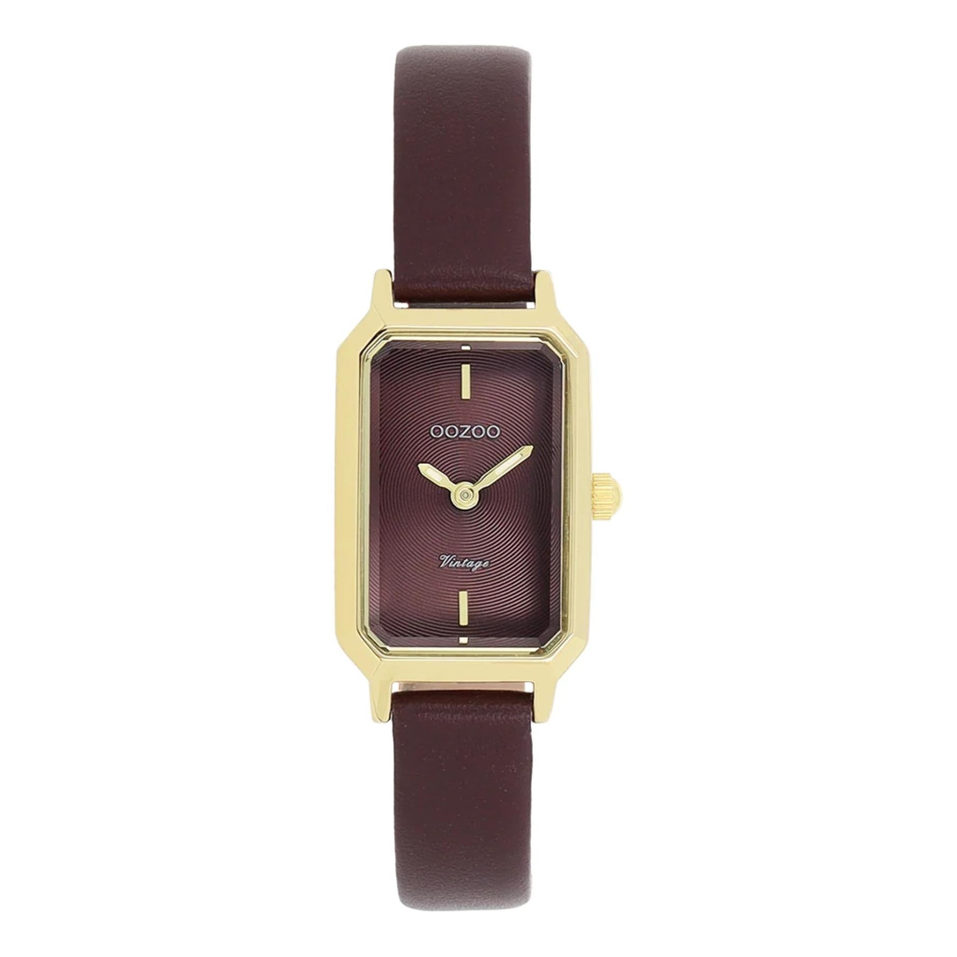Oozoo Vintage Damenuhr Small Neu gold Leder braun