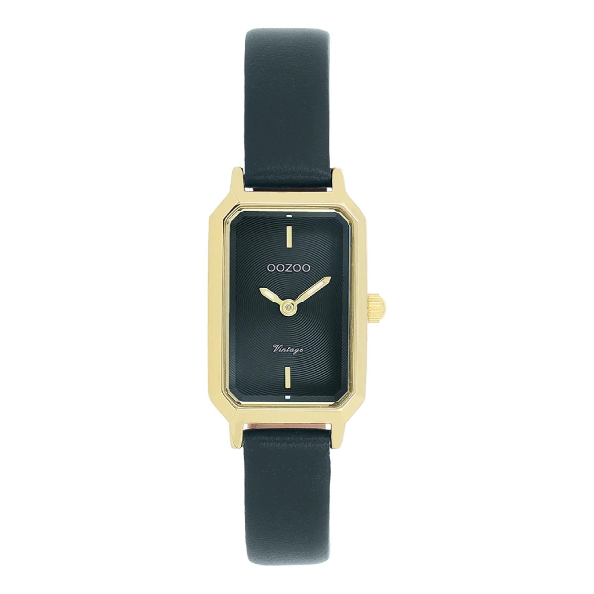Oozoo Vintage Damenuhr Small Neu gold Leder Grau