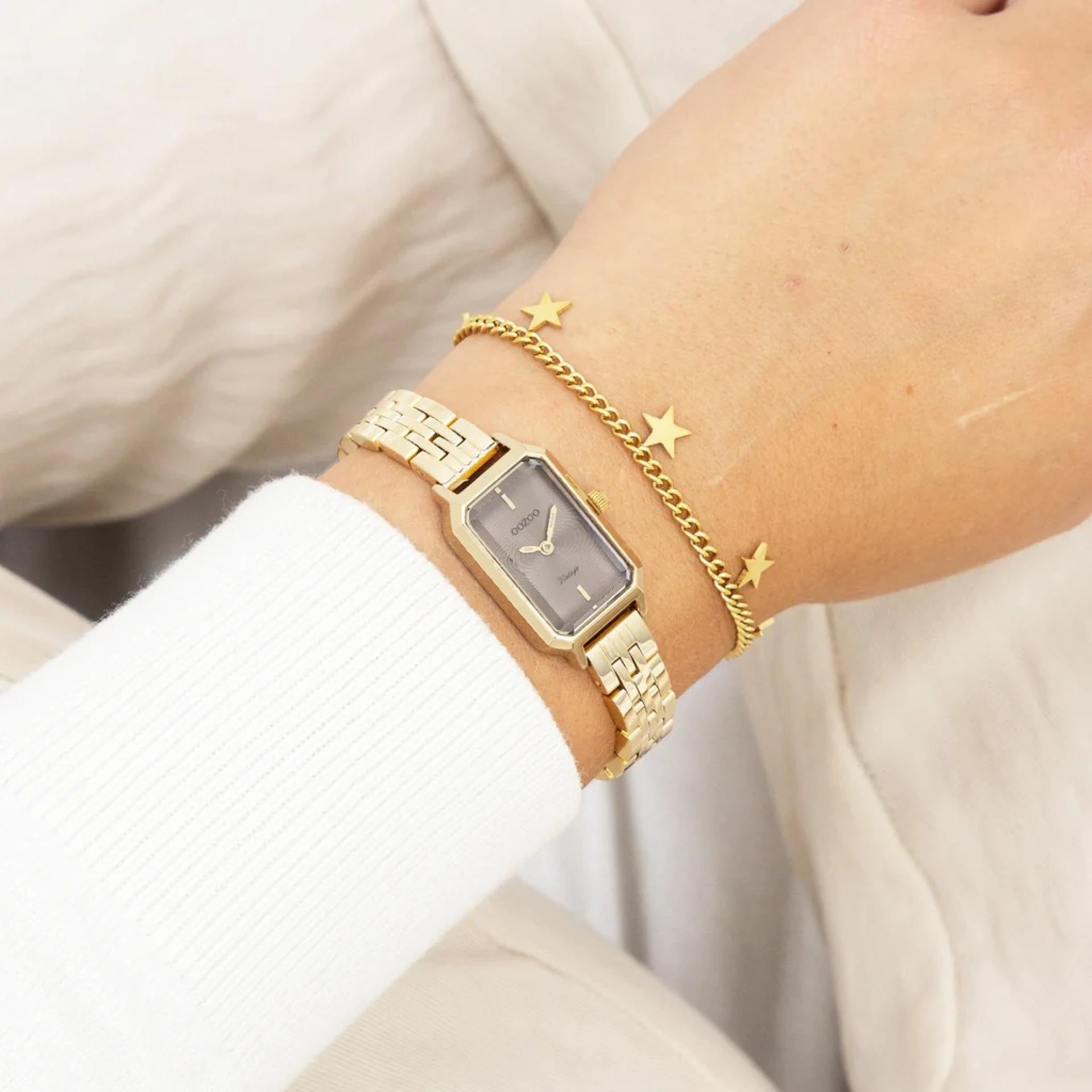 Oozoo Vintage Damenuhr Small Neu gold Steel taupe 24x28mm