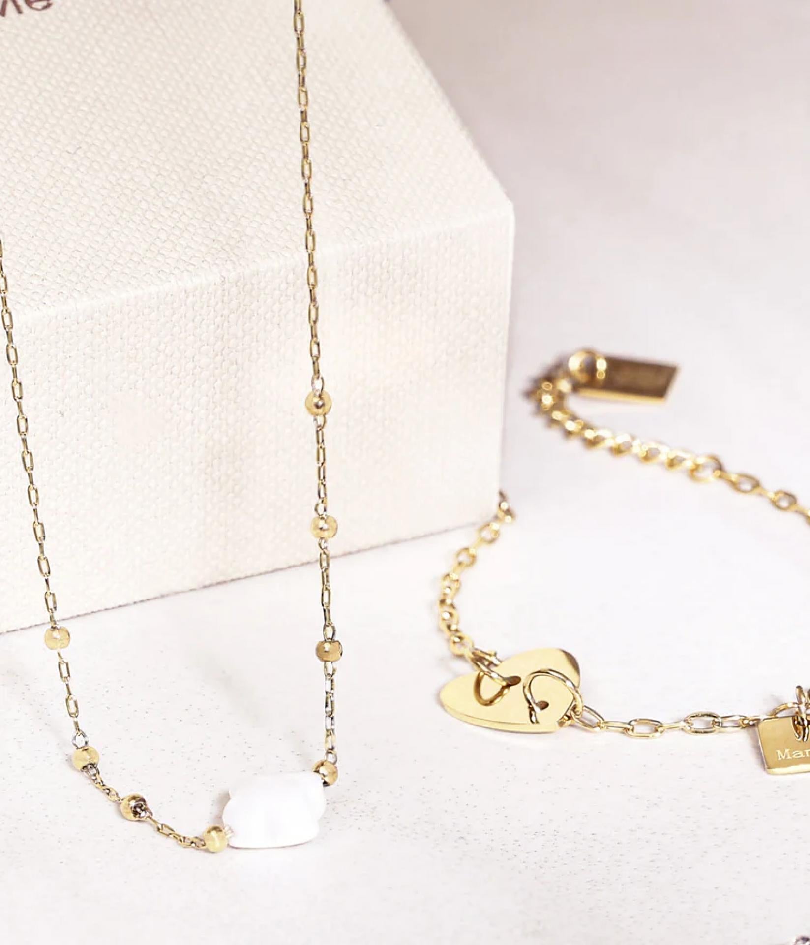 Zag Bijoux NECKLACE SHORT STEEL Nacre grise 38+5cm - Variante: gold/grau