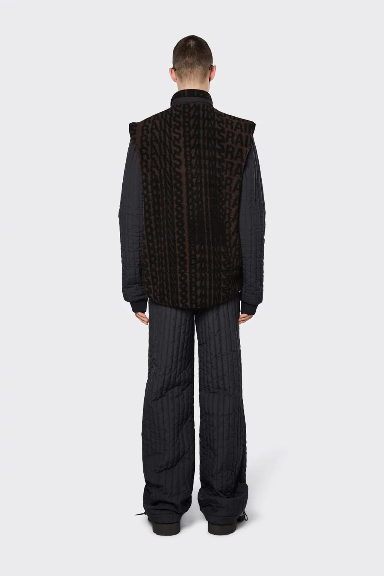 Rains Heavy Fleece Vest Wood-Black Monogram L