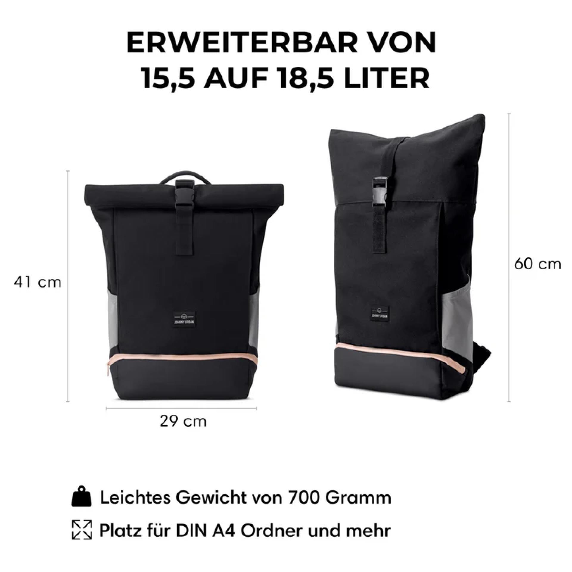 Johnny Urban Allen Medium Rucksack Schwarz-Rosa