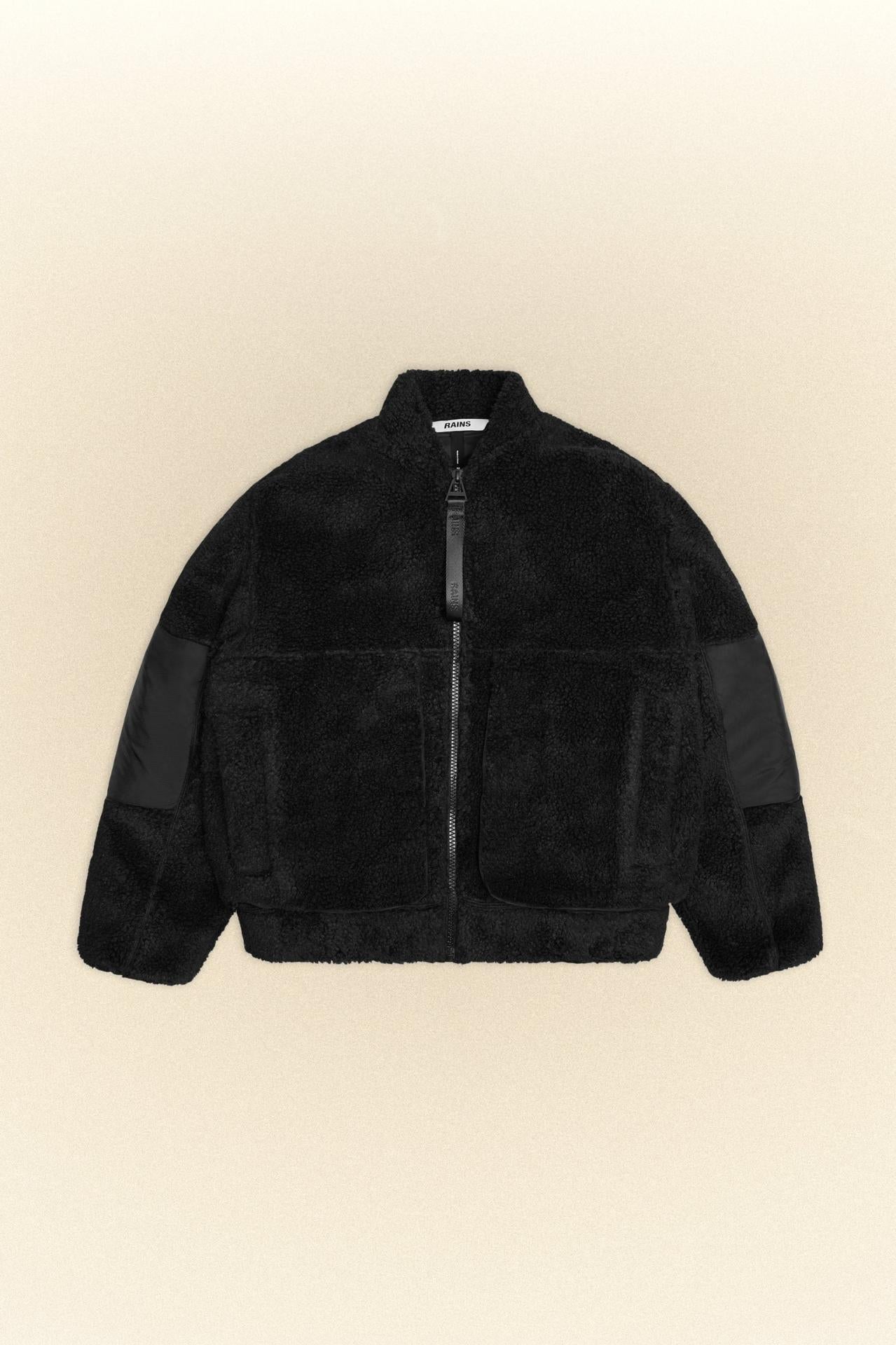 Rains Kofu Fleece Bomber Jacket - Größe L - Variante: Black