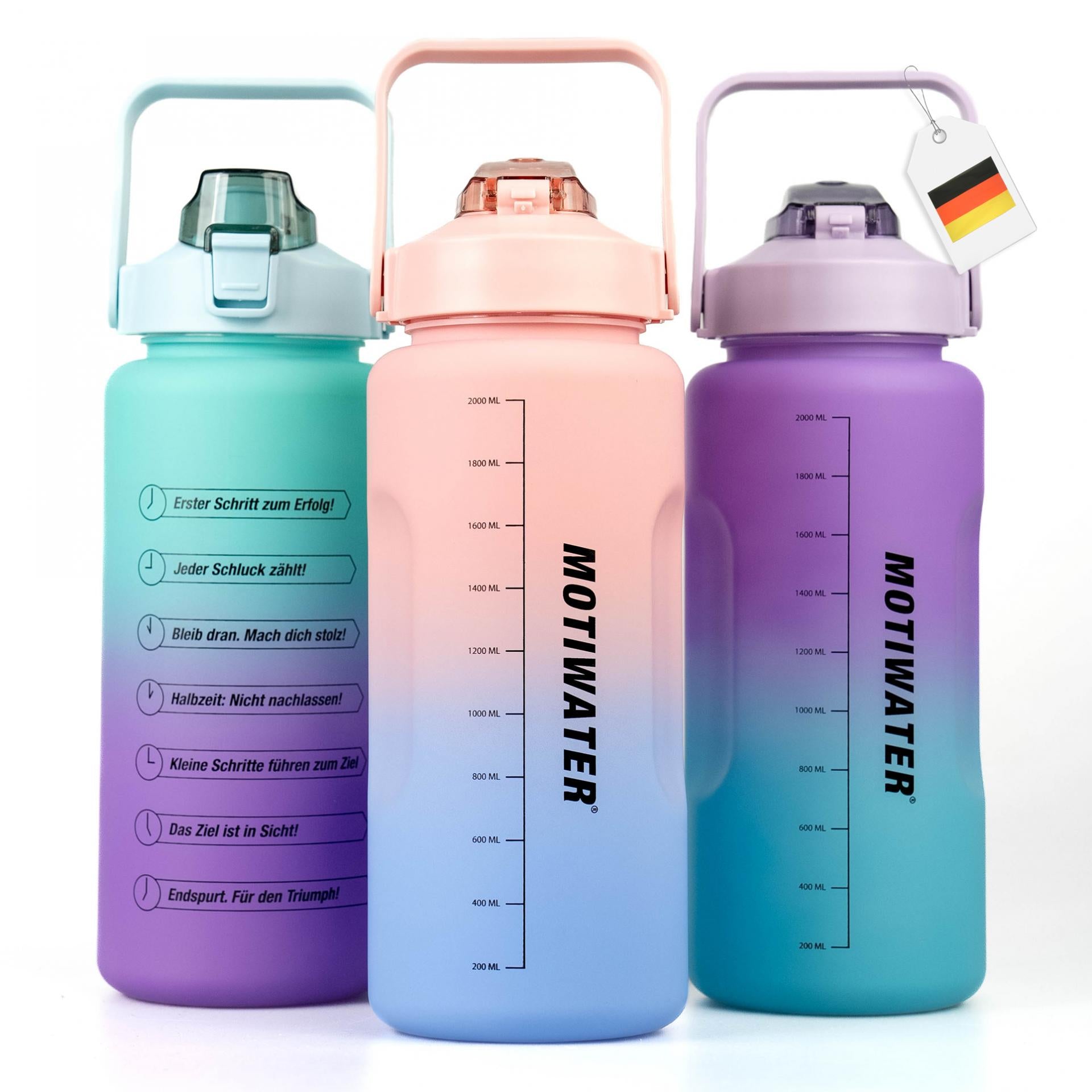 Motiwater Trinkflasche 2 L Rosa / Blau