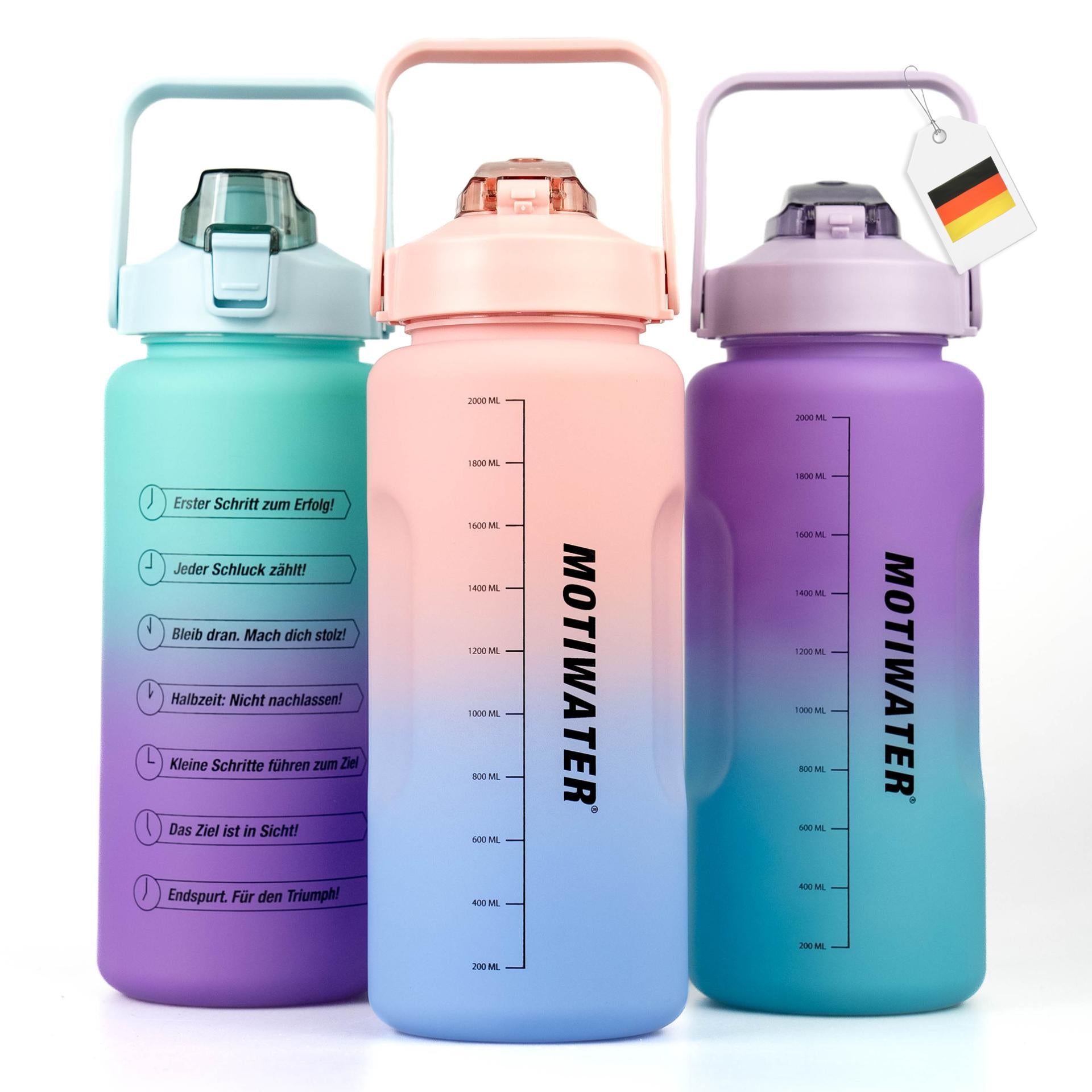 Motiwater Trinkflasche 2 L Lila / Türkis