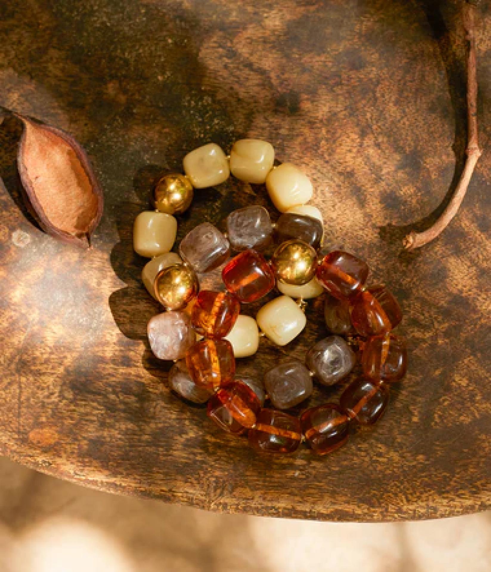 Zag Bijoux Armband Oedipe Vergoldeter Stahl resine elastique