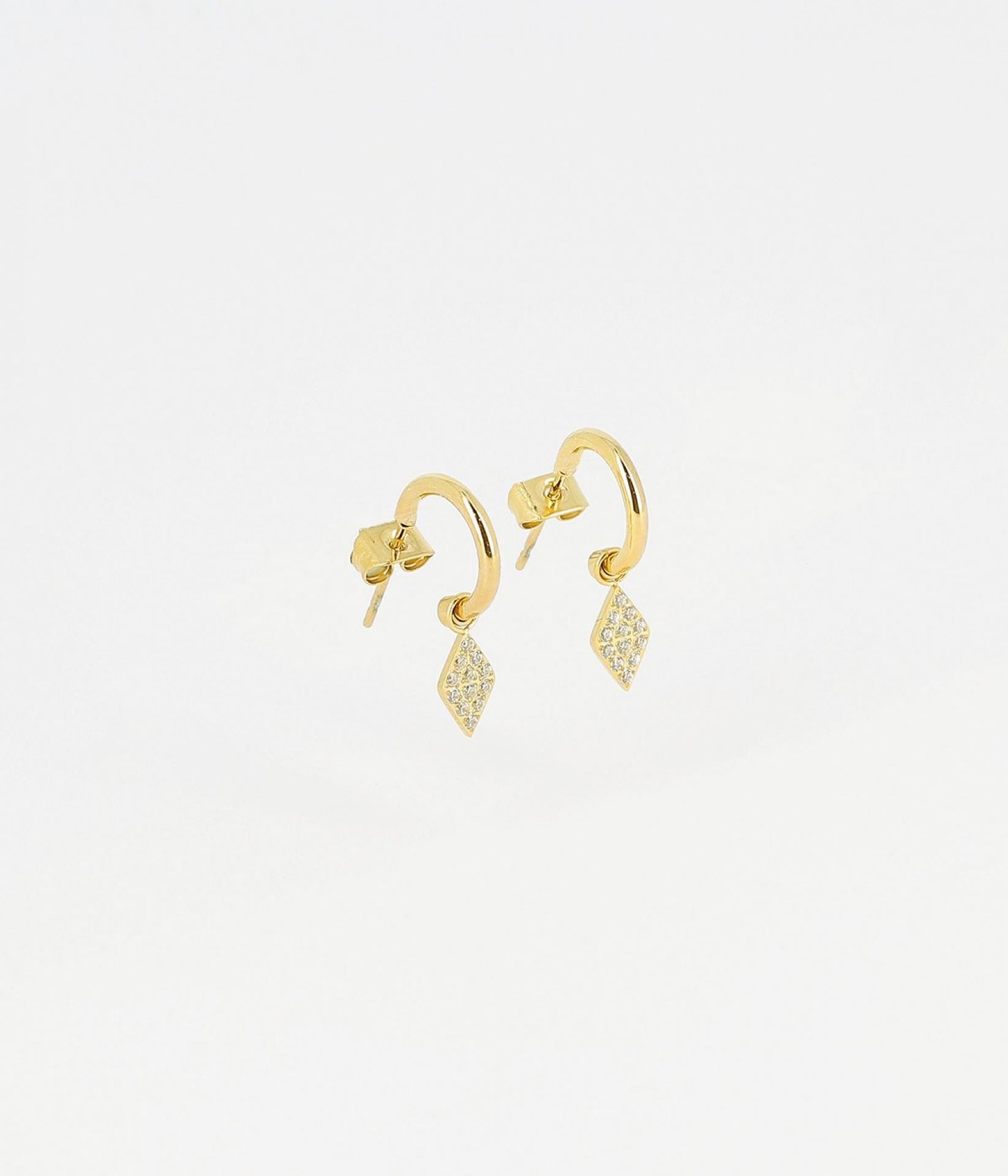 Zag Bijoux Ohrringe Raute mit Steinchen Gold
