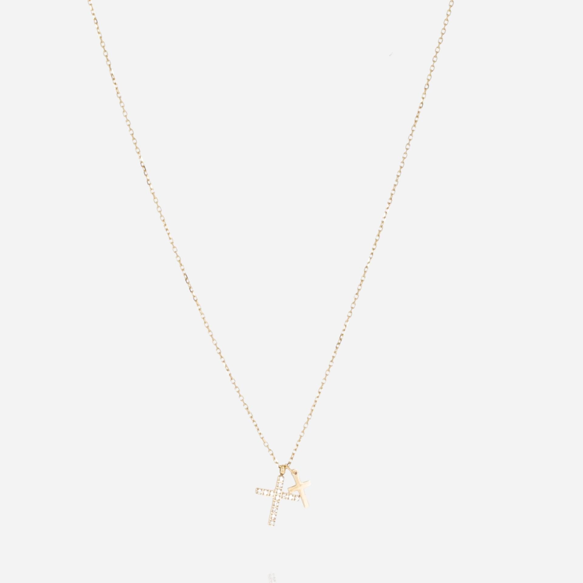 Zag Bijoux Halskette Kreuz Zirkonia weiß Quarto Edelstahl 20k vergoldet