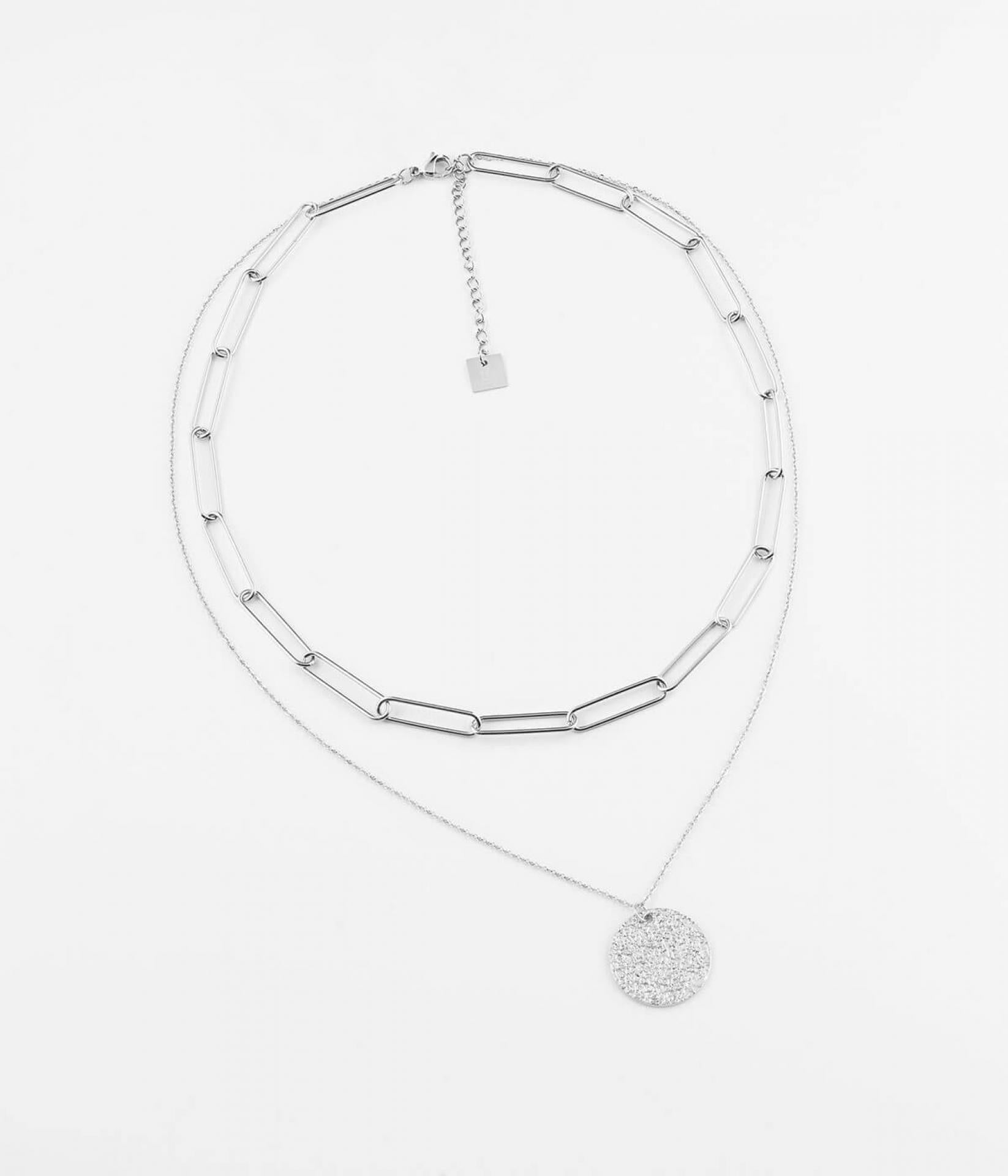 ZAG Bijoux Halskette doppelt Plättchen Silber