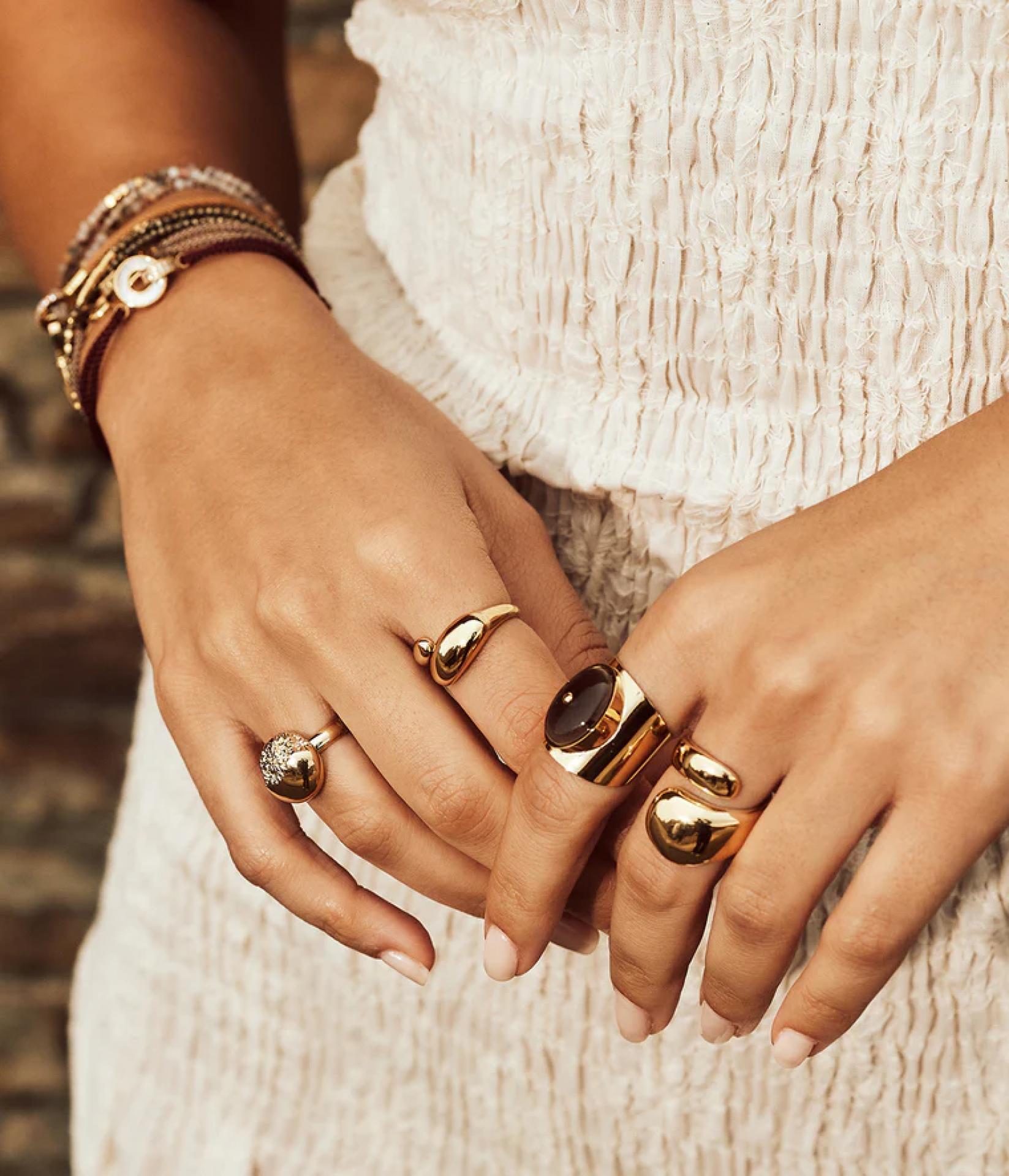 Zag Bijoux Ring Groß Edelstahl vergoldet T8