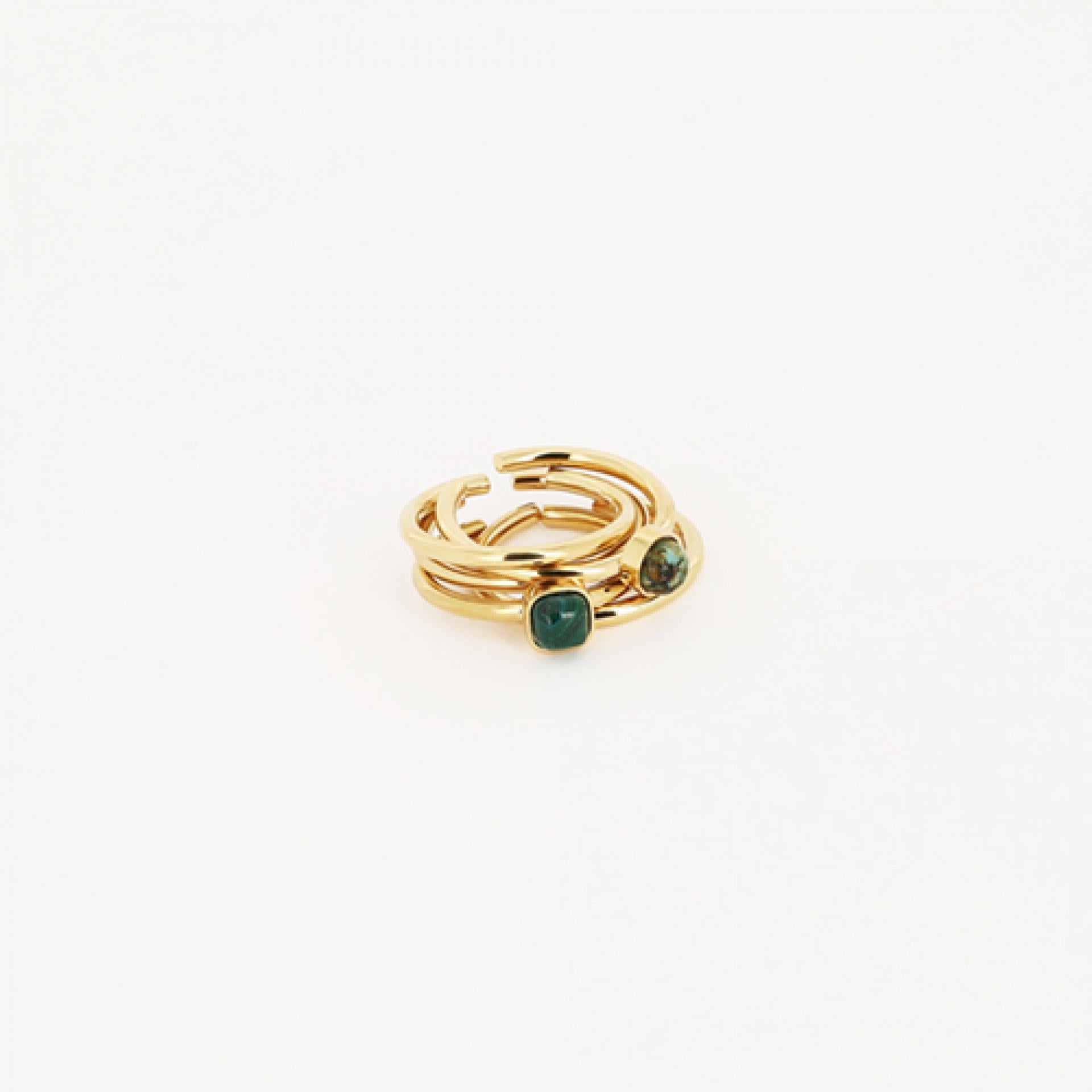 Zag Bijoux Ringset Casandra gold/Malachite 5-teilig