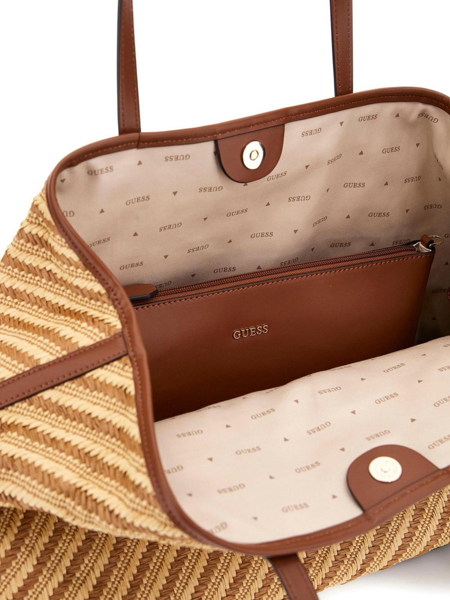 Guess Vikky Large 2 In 1 Tote Natural Cognac