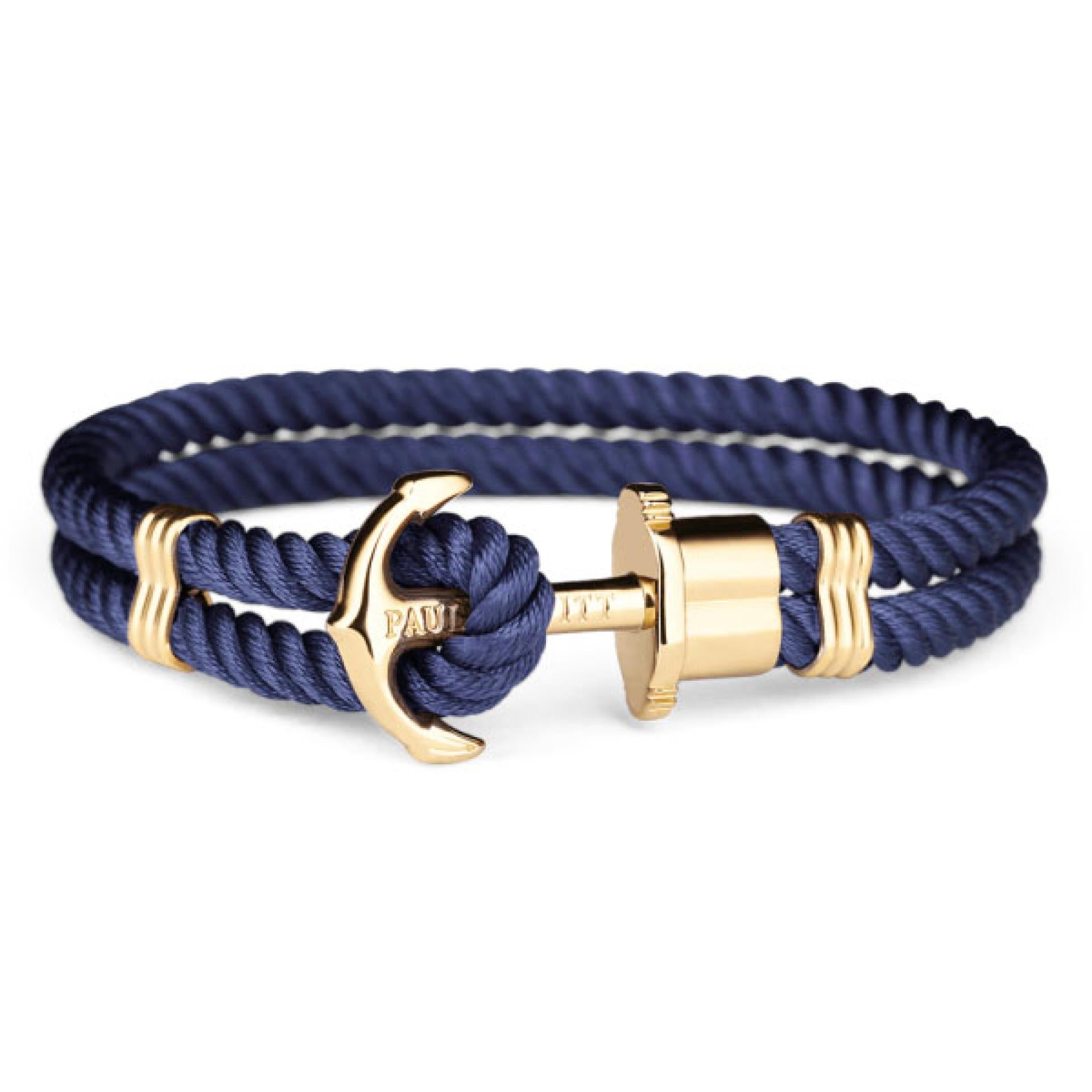 Armband Nylon Blau Goldener Anker S