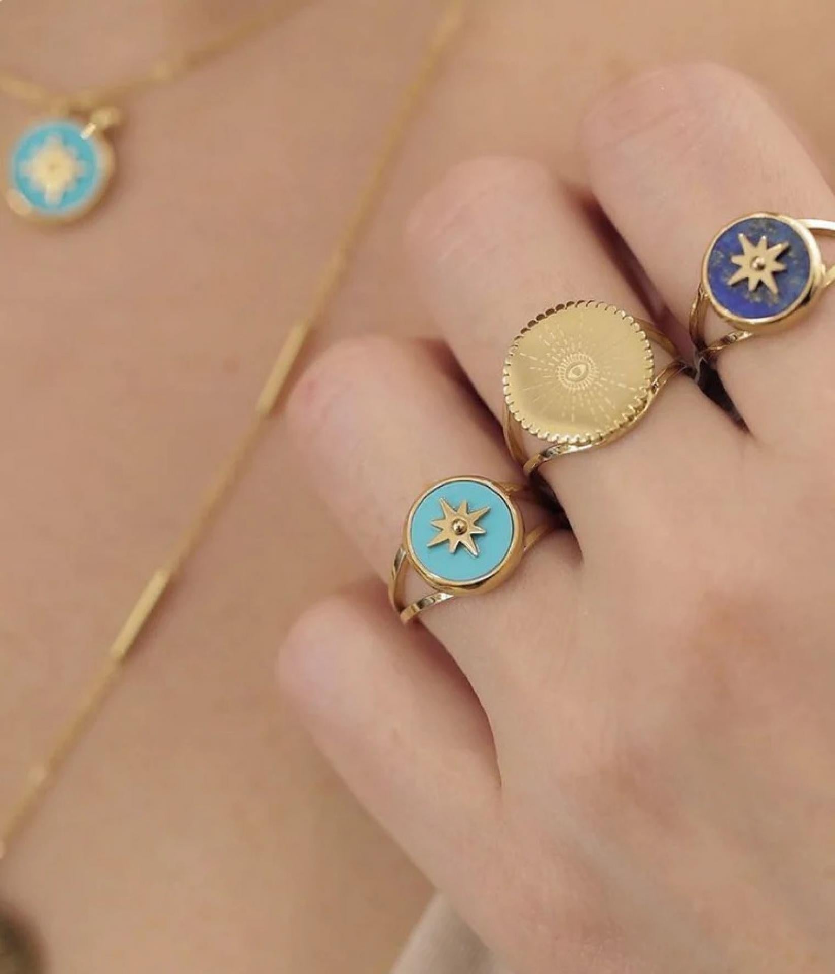 Zag Bijoux zierlich Ring blau gold Stern 