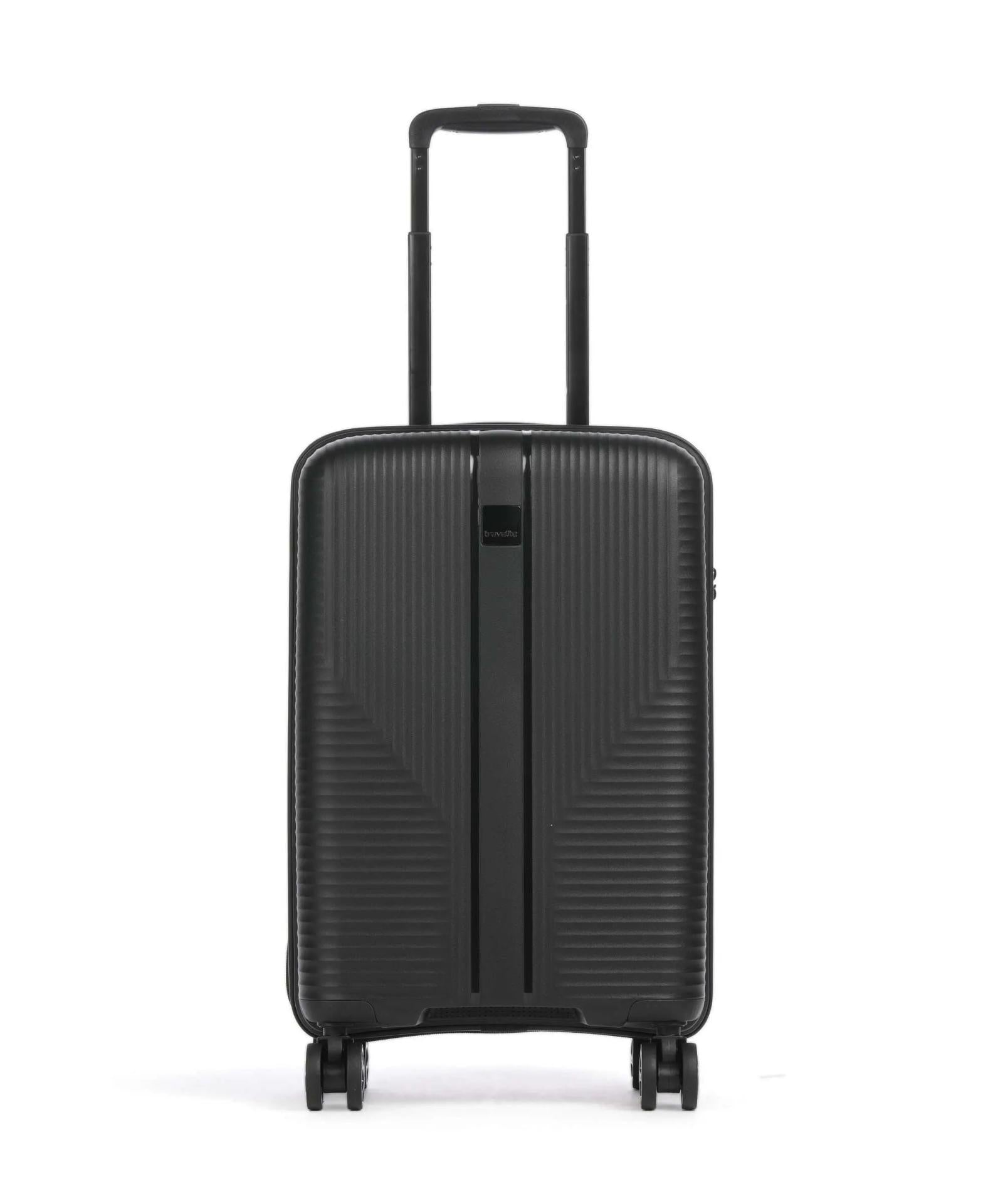 Travelite Hardgepäck Koffer 8 W Trolley AIR STRIPE xS 55cm x 35cm slim 37l Black