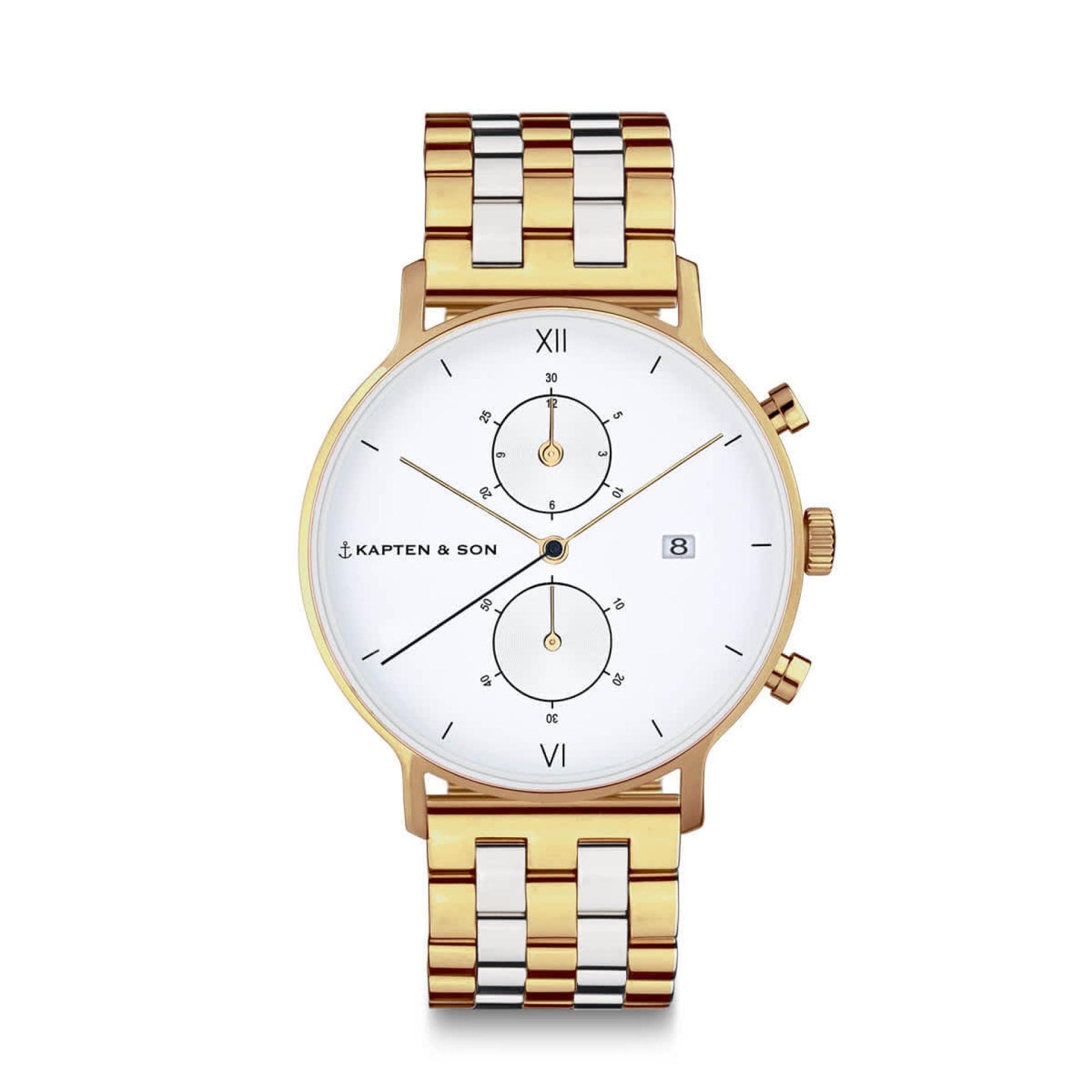 Kapten & Son Uhr Chrono Gold Silver Bicolor Steel 40 mm