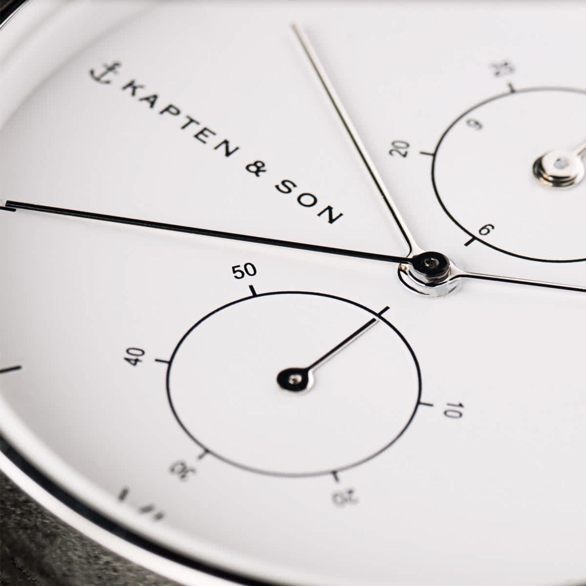 Kapten & Son Uhr Chrono Silver Woven Steel