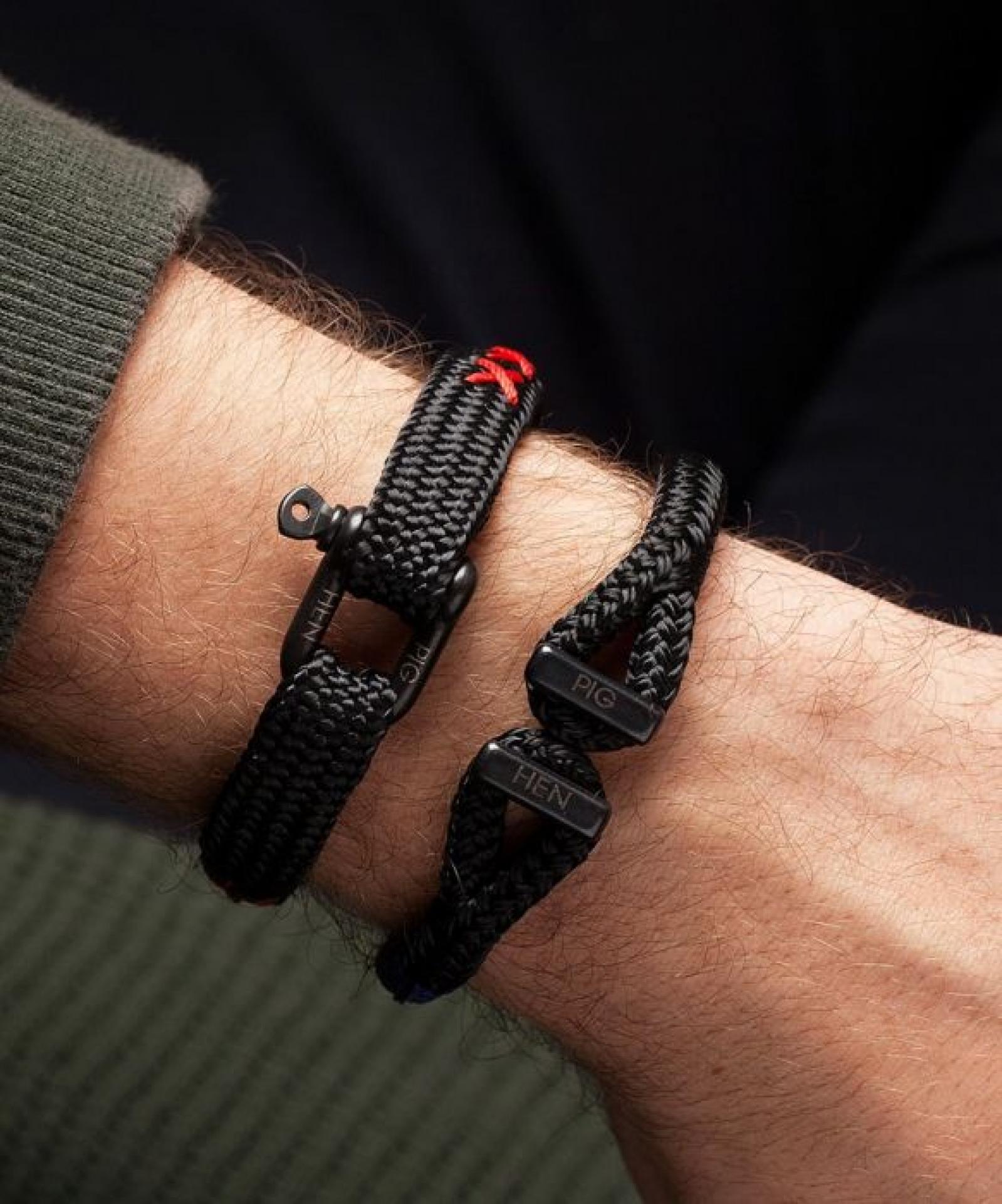 Pig&Hen Sharp Simon Armband COA Schwarz Rot - Größe: M/L