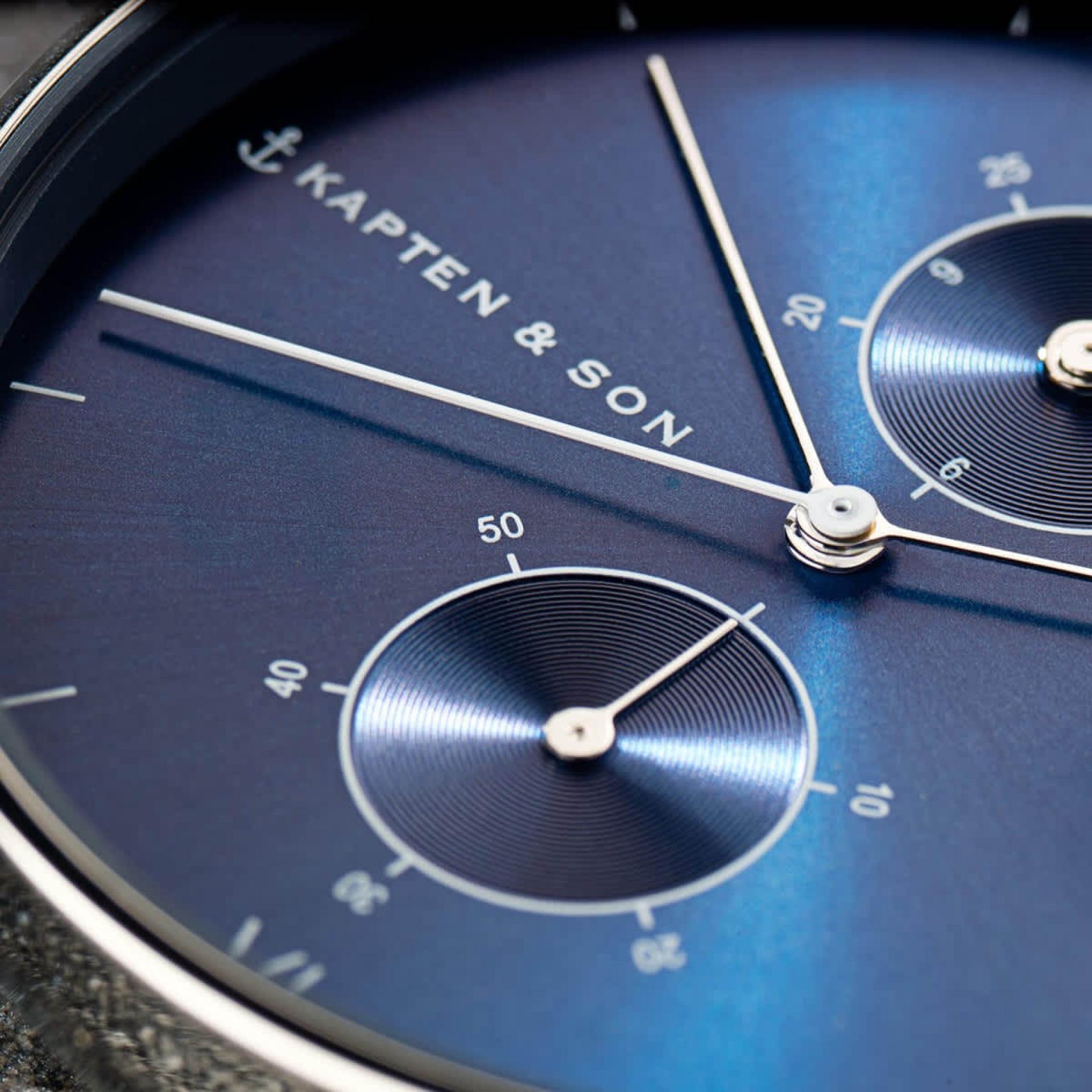 Kapten & Son Uhr Chrono Black Midnight Steel Schwarz 40 mm