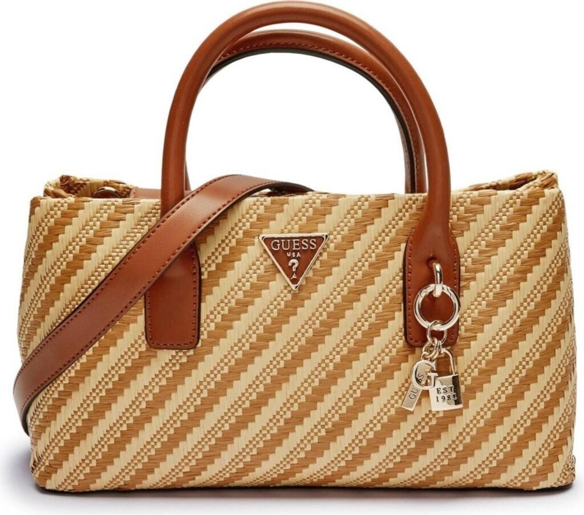 Guess Henkeltasche SIMONA Raffiabast Natural Cognac