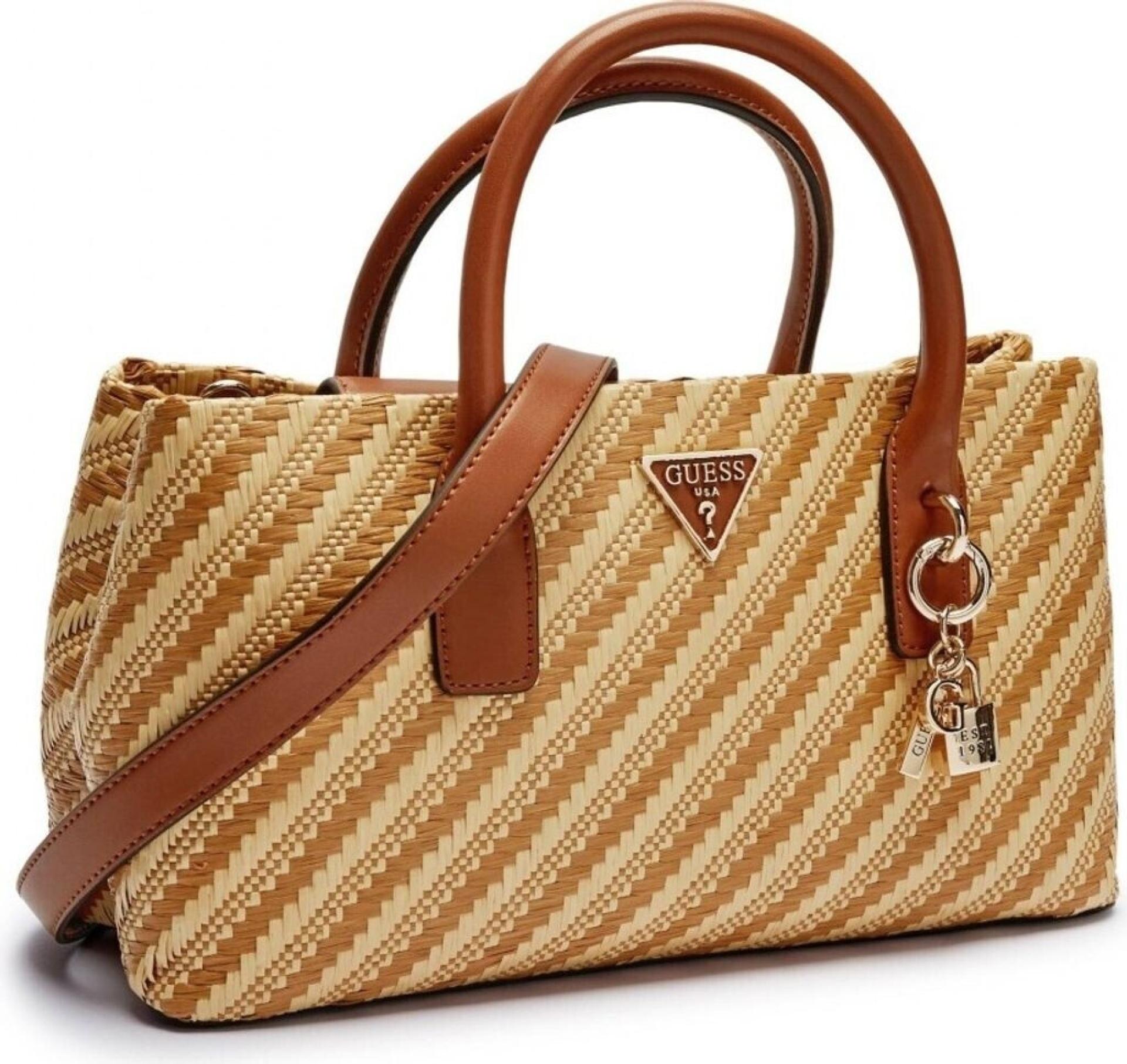 Guess Henkeltasche SIMONA Raffiabast Natural Cognac