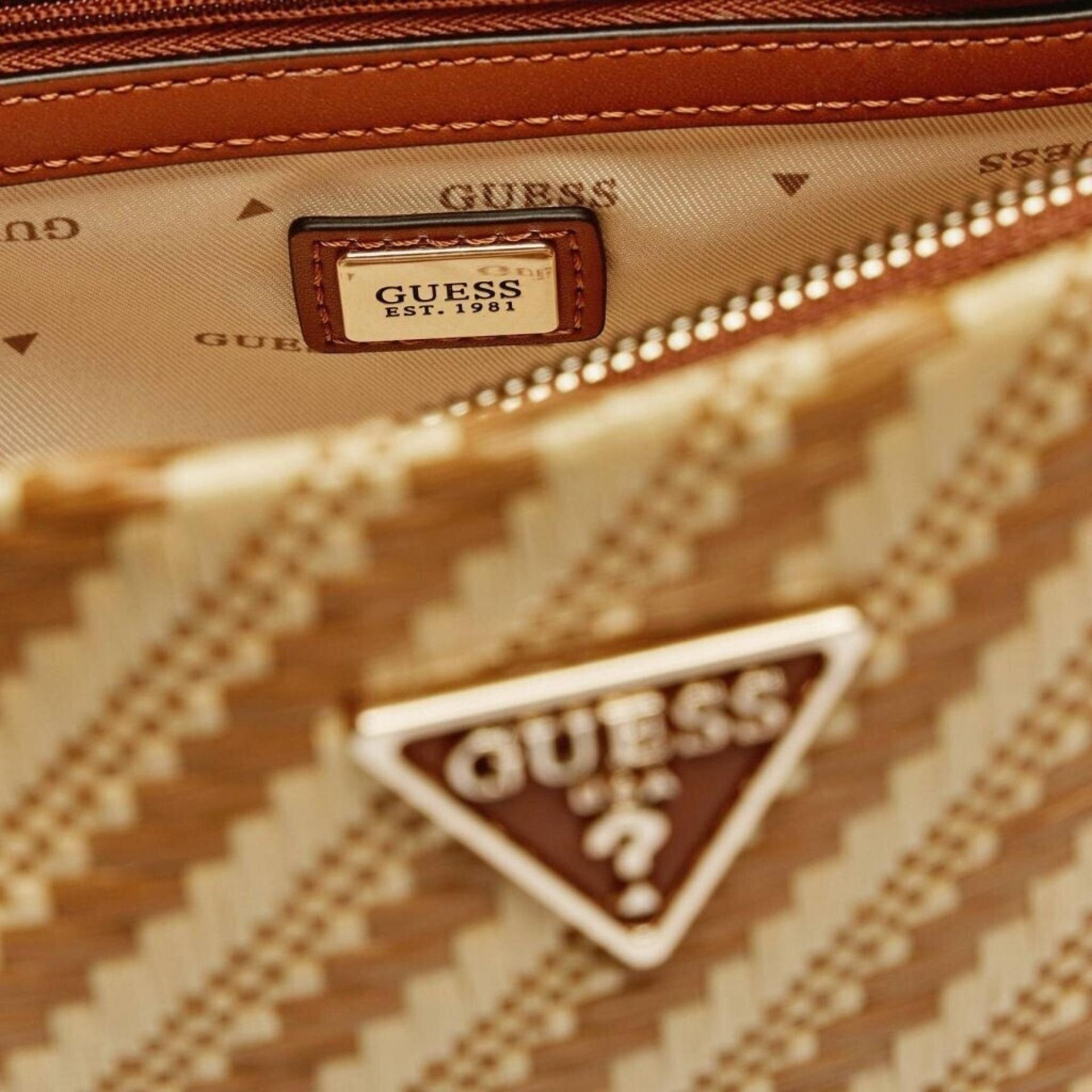 Guess Henkeltasche SIMONA Raffiabast Natural Cognac
