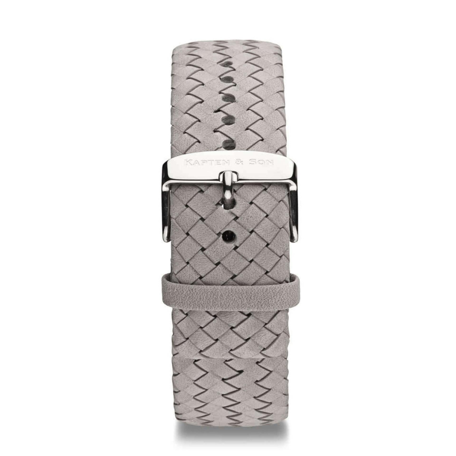 Kapten & Son Leather Strap Grey Woven Leather Campus/Chrono Silver