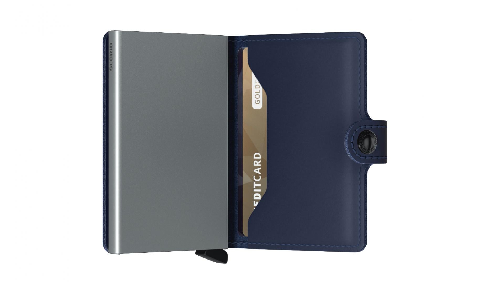 Kartenetui Portemonnaie Miniwallet Original RFID - Farbe: Navy, Blau Silber