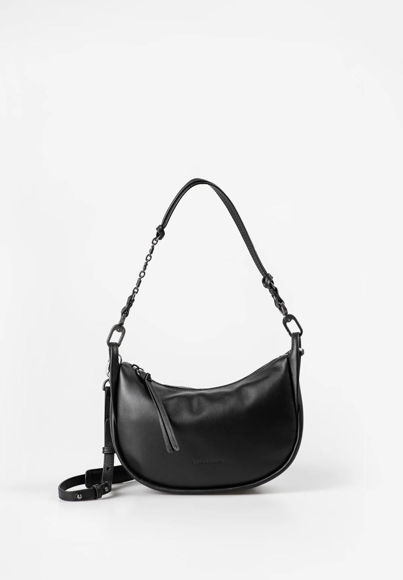aunts and uncles FAWN JET BLACK -Halfmoon Bag Tasche Rindleder