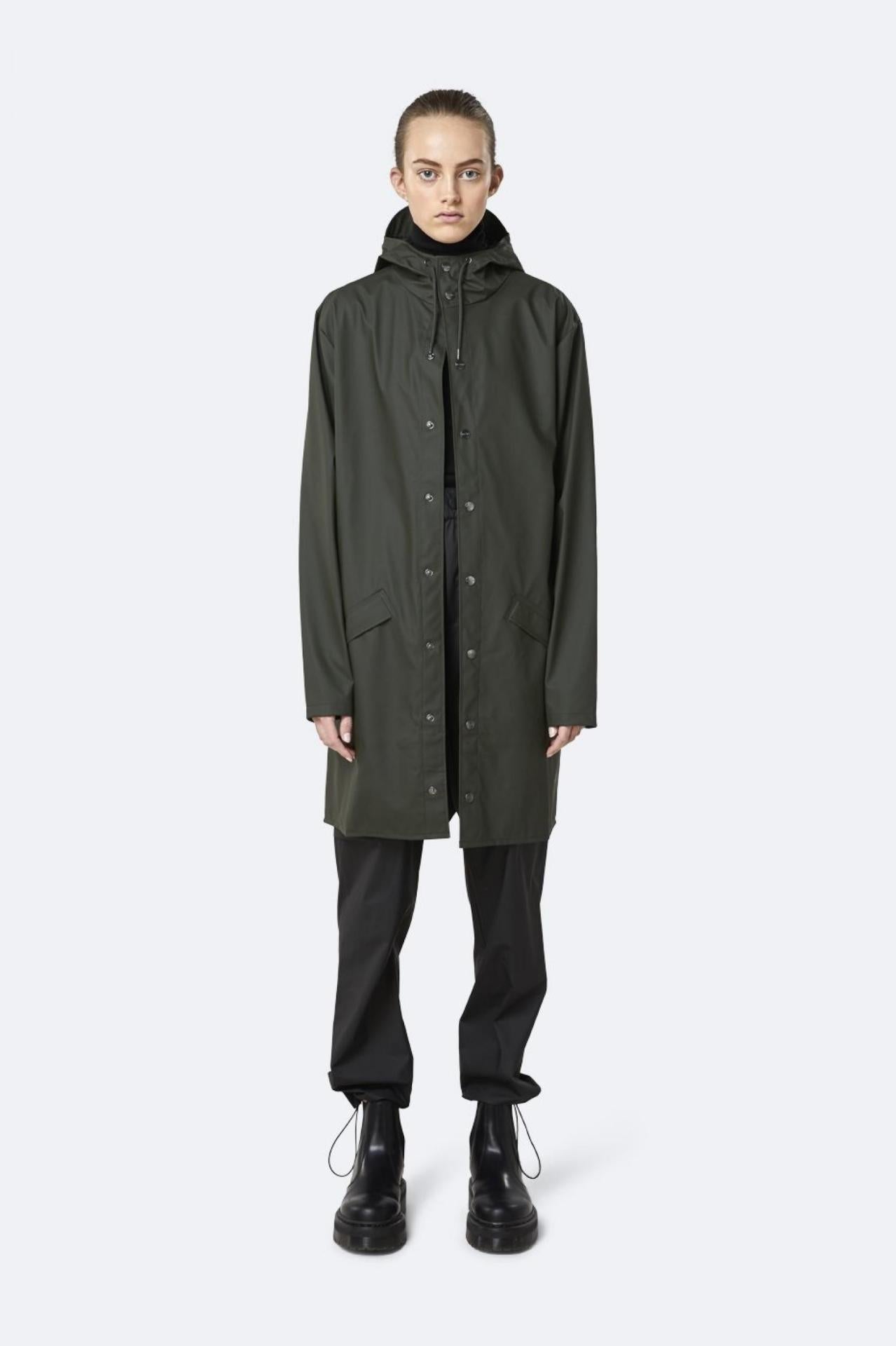 Rains Regenjacke Long Jacket 1202 Green - Größe: XXS/XS