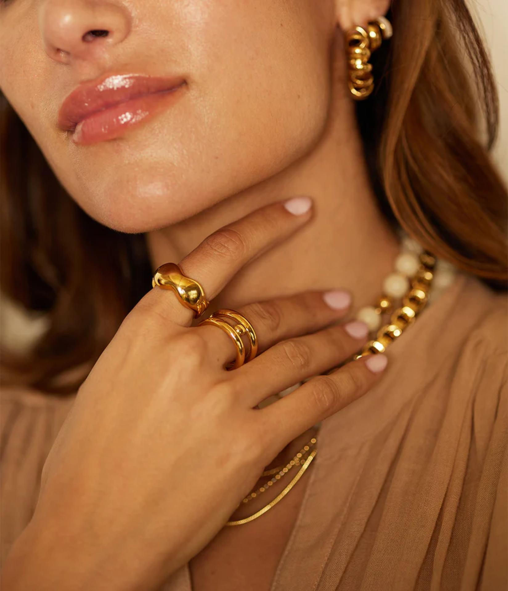 Zag Bijoux Ring Groß Edelstahl Gold9