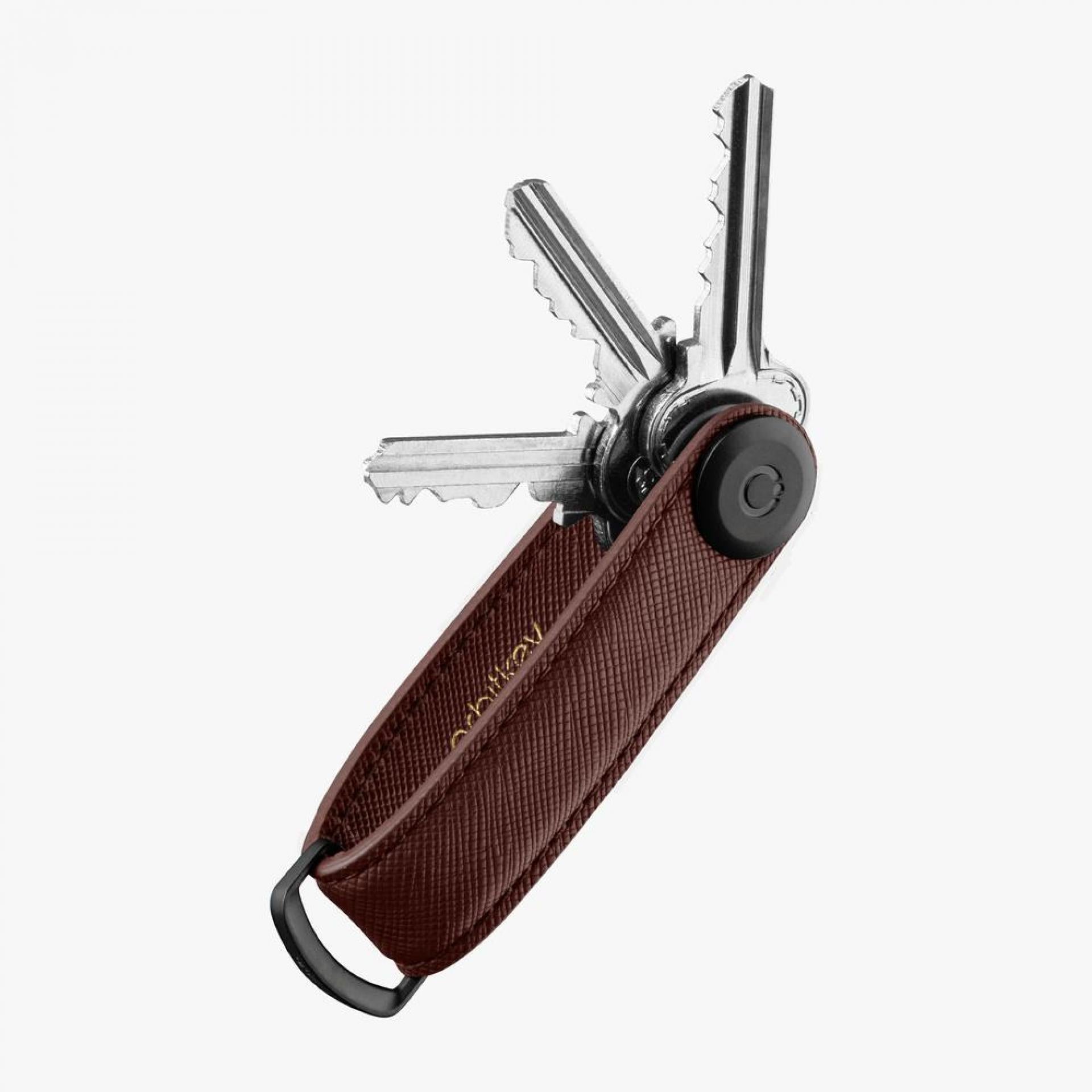 Orbitkey Key Organiser Saffiano Leather Dark Cherry